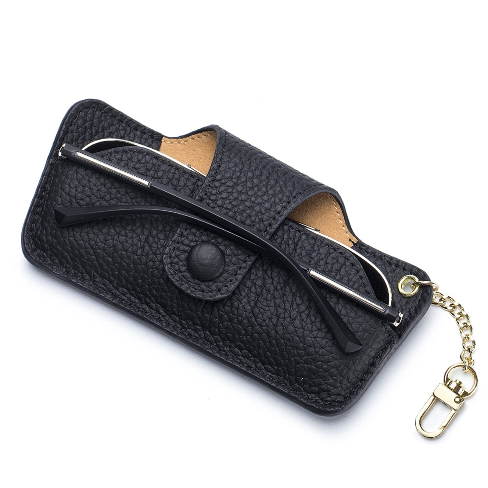 Genuine Leather Glasses Case with Zipper - Durable Slim Sunglasses Pouch for Men & Women - Portable Eyewear Holder for Travel, Office, and Daily Use