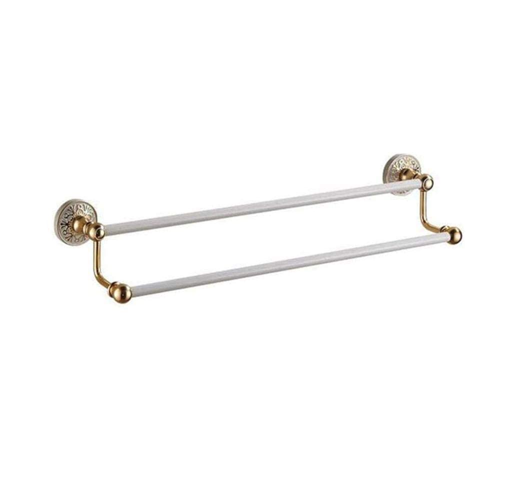 TRFAN Single Bar Wall Mounted Aluminum Bathroom Towel Holder - Gold & White Shower Shelf for Towels, Storage & Decor (50cm) - Perfect for Modern Bathrooms, Showers & Spa Spaces