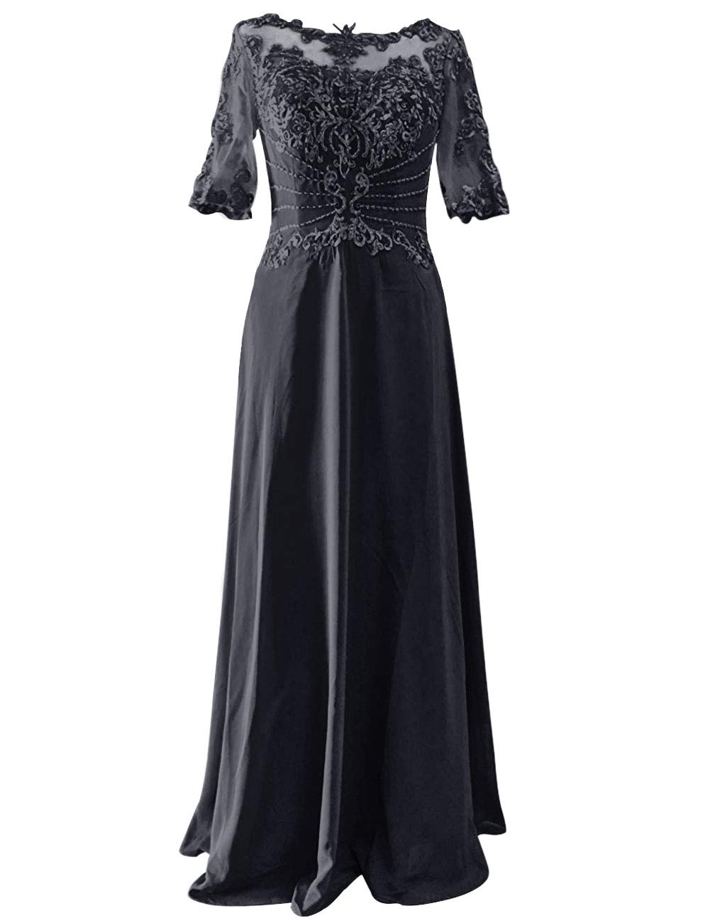 Elegant Mother of The Bride Dresses - Long Formal Evening Gown with Lace Applique & Beaded Details | Perfect for Weddings, Galas & Special Occasions