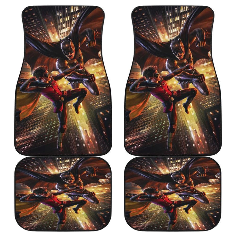 Batman vs Robin DC League Car Floor Mats - Superhero Themed Custom Fit All-Weather Floor Liners for Cars, SUVs, Trucks - Perfect for DC Comics Fans & Car Enthusiasts