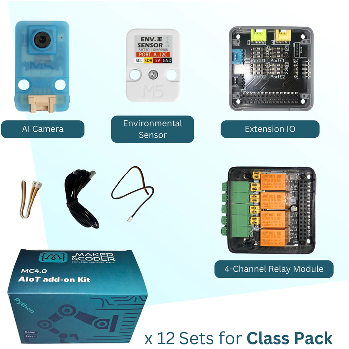 Maker and Coder AIoT Add-On Kit Class Pack - STEM Learning & IoT Programming Kit for Students | Perfect for Classroom Projects & DIY Electronics