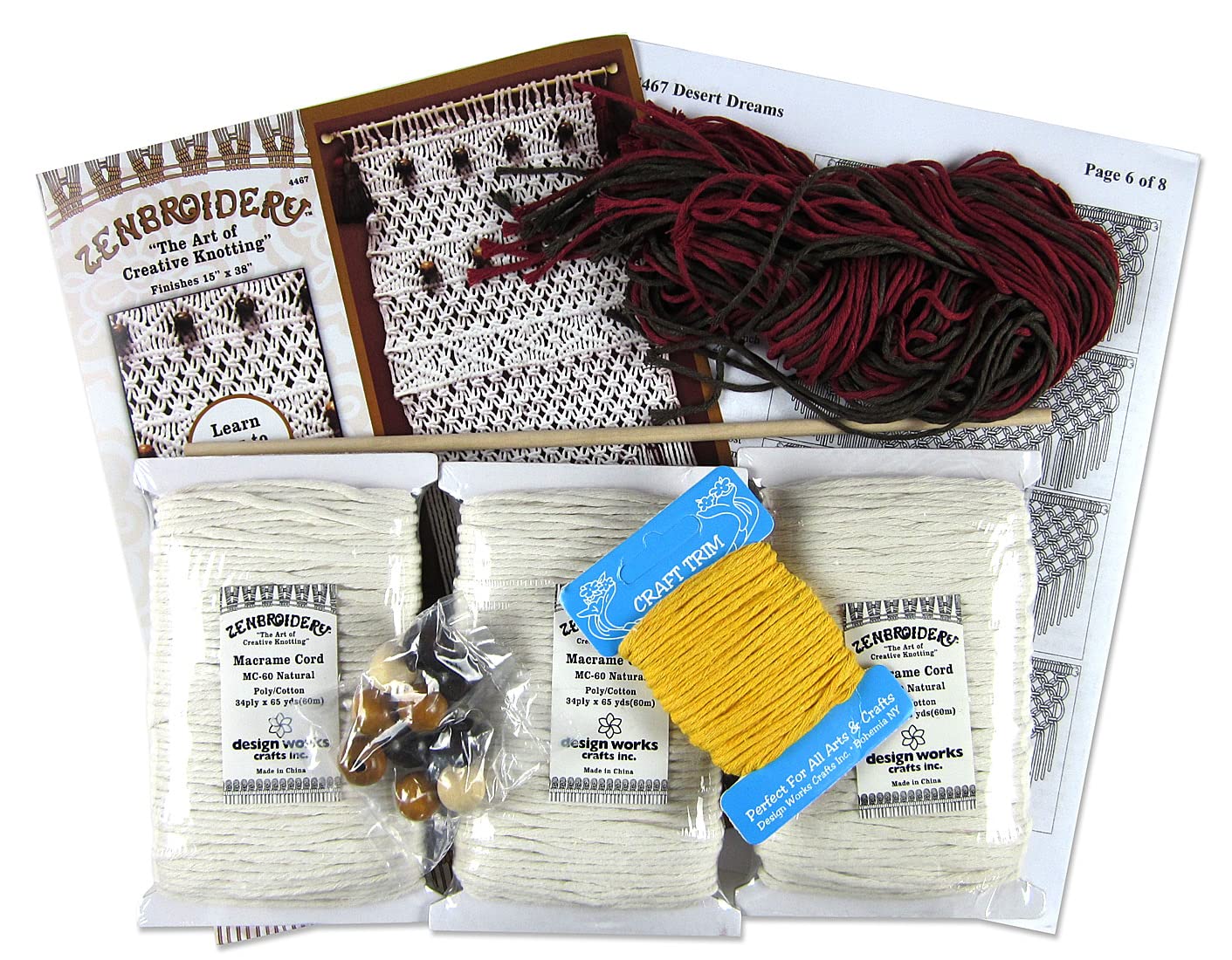 Design Works Crafts Desert Dreams Macrame Kit – DIY Wall Hanging & Boho Home Decor for Beginners | Perfect for Living Room, Bedroom, or Gift