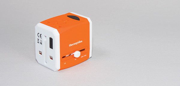 Thecoopidea Crate Universal Travel Adapter with 2 USB Ports - Worldwide All-in-One Charger for Phones, Laptops & Devices - Perfect for Business Trips, Vacations & International Travel