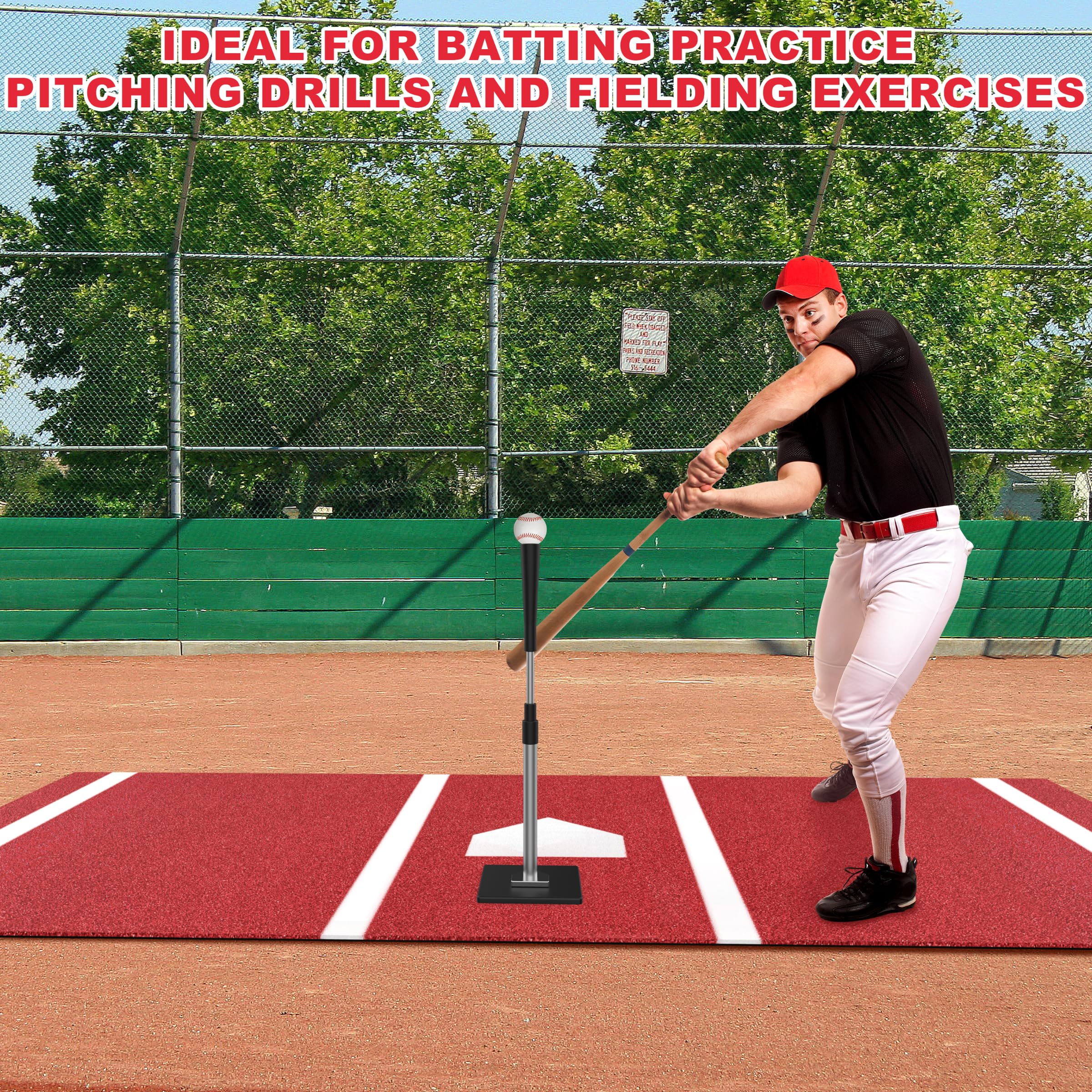 Premium Baseball Hitting Mat - Non-Slip TPR Rubber Backing Batting Cage Mat with Home Plate for Baseball & Softball Training | Indoor/Outdoor Practice, Backyard Drills, Batting Cage & Field Use