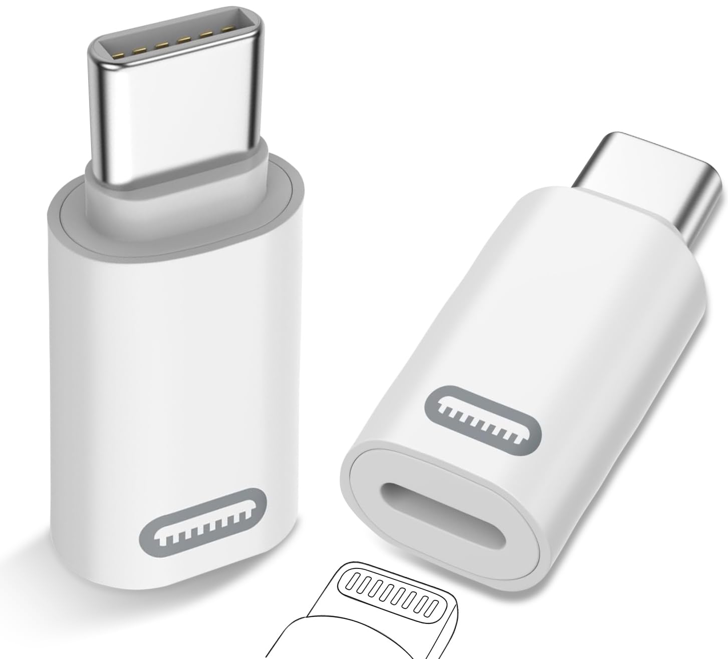 Herfair Lightning to USB C Adapter (2-Pack) - USB-C Male to Lightning Female Converter for iPhone 15 Charging - Compatible with Type-C Devices - Not for Headphones/Audio/OTG - Perfect for Travel, Office & Home Charging