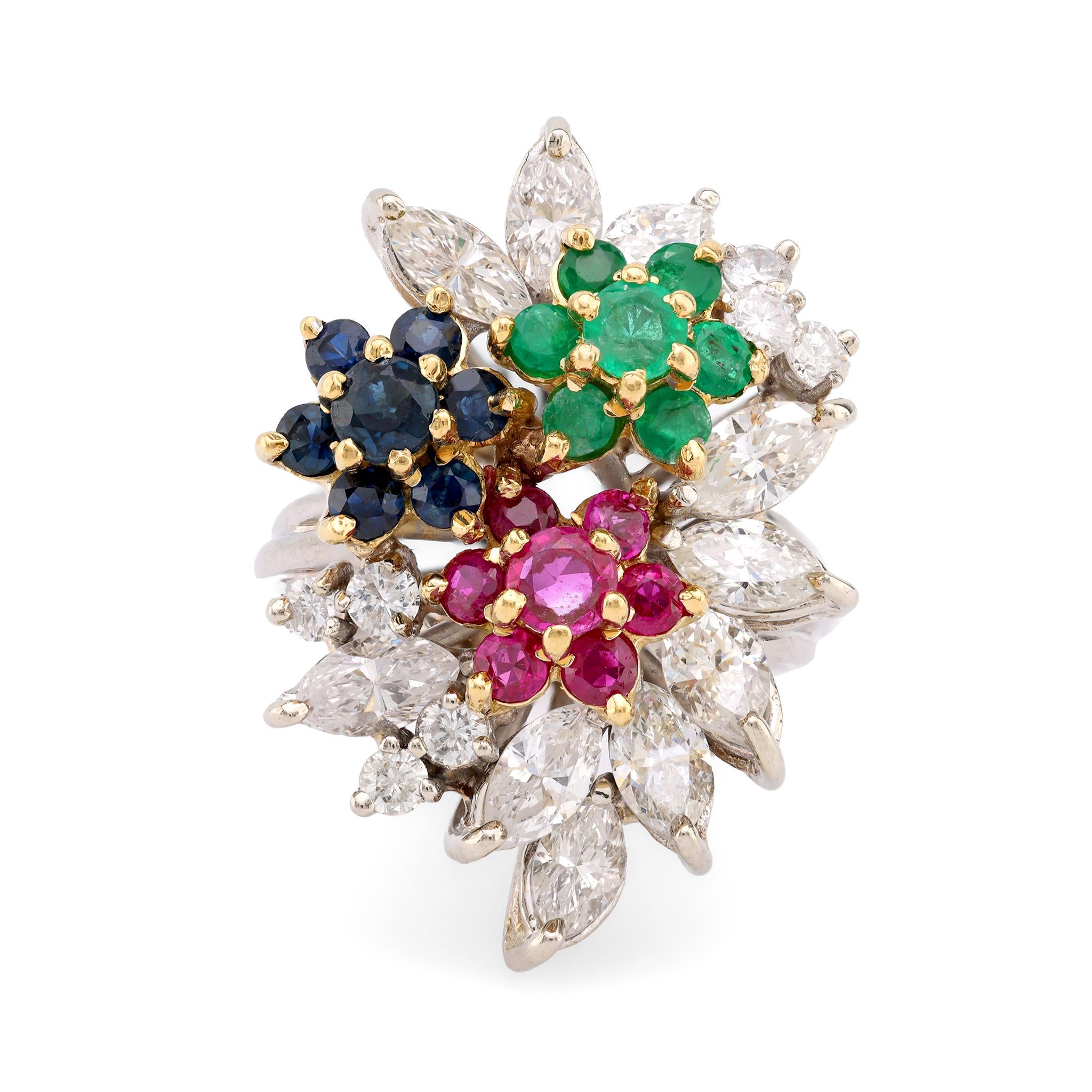 Vintage 4.7 Carat Gemstone Cocktail Ring in 14K White Gold - Elegant Jewelry for Women, Perfect for Parties, Weddings & Special Occasions