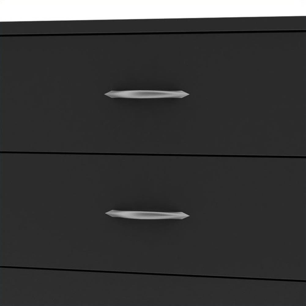Modern 2-Piece Bedroom Furniture Set - 5-Drawer Tall Chest & Nightstand with Shelf, Black - Perfect for Small Spaces & Contemporary Bedroom Decor