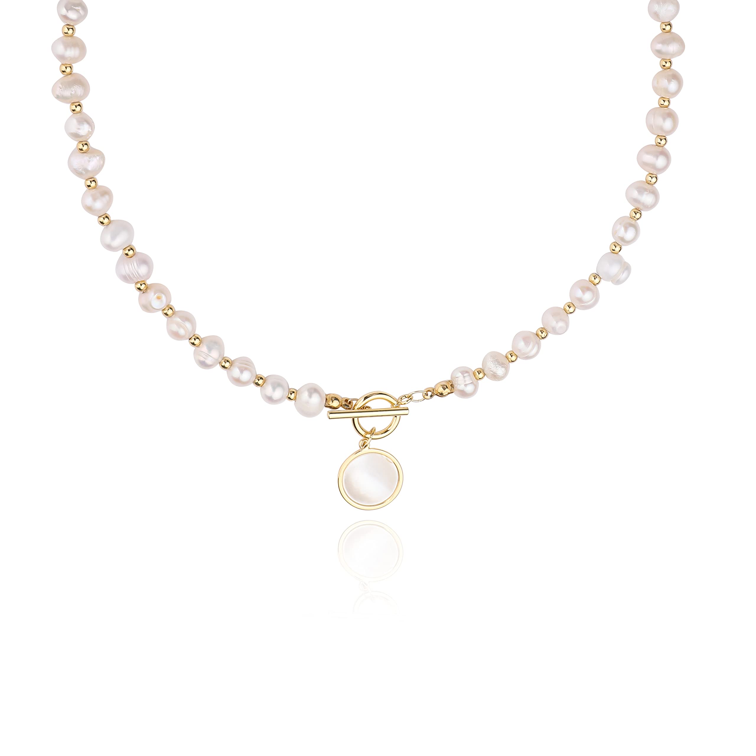 JEMUZEWEL Baroque Pearl Necklace for Women - Vintage OT Button Necklace with Baroque Pearls, Fashion Jewelry for Daily Wear, Parties & Special Occasions