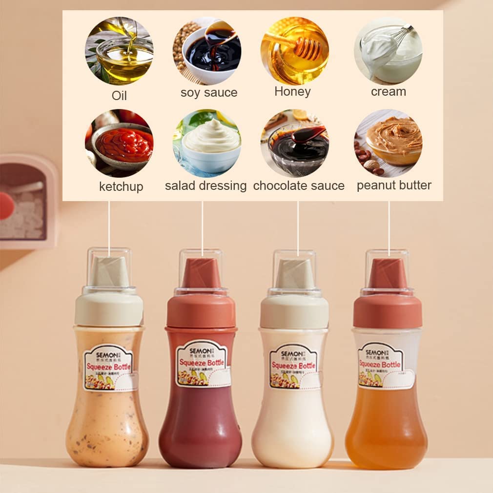 Ramkuwar 3-Piece BPA-Free Squeeze Bottles with Measurement Marks - Perfect for Ketchup, BBQ Sauce, Syrup, Condiments & Paint - Ideal for Home Kitchen, Restaurants & DIY Projects