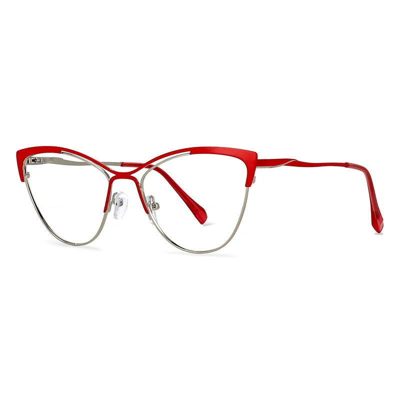 CCspace Women's Full Rim Cat Eye Alloy Eyeglasses Frame 57119 - Stylish Retro Glasses for Women, Lightweight Metal Frame with UV Protection - Perfect for Office, Reading & Fashion Accessories