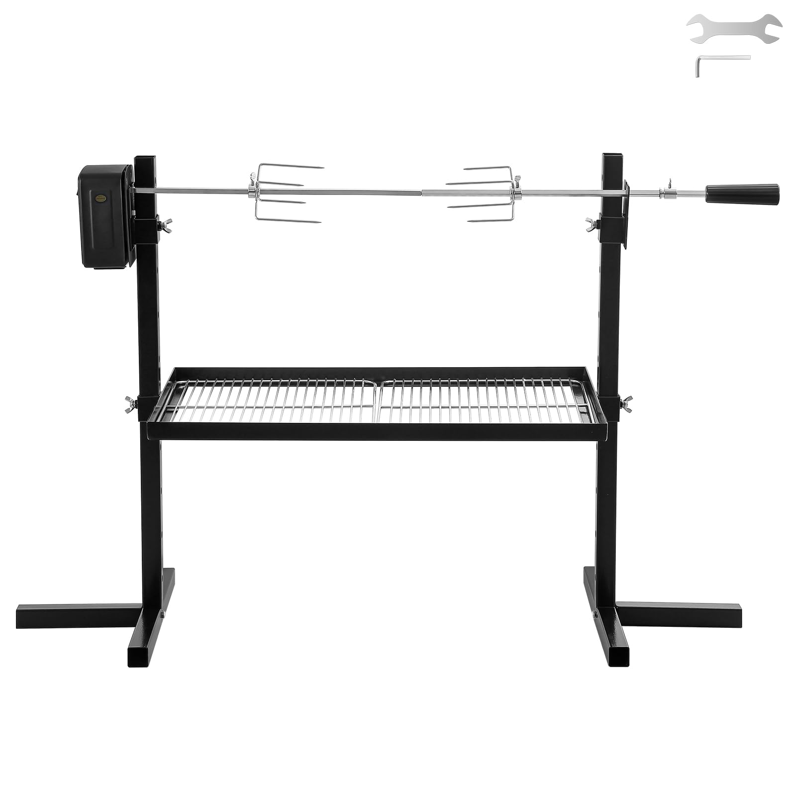 Premium Stainless Steel Spit Rotisserie Outdoor Camp Grill with Adjustable Support Legs for Campfire, BBQ, and Backyard Cooking - Perfect for Roasting Chicken, Lamb, and Vegetables