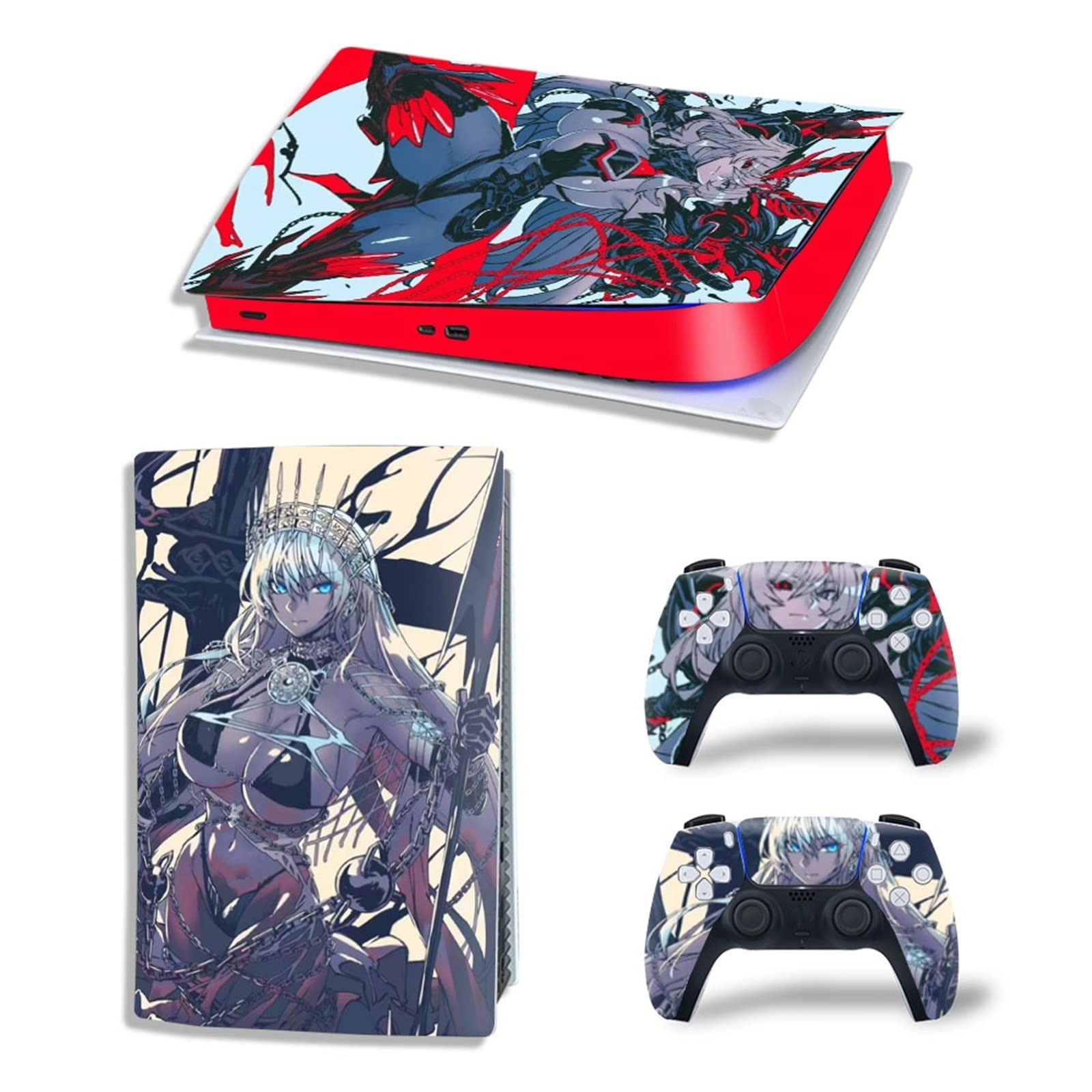 Anime Console Vinyl Wrap for PS5 Digital Edition - Scratch-Resistant, Bubble-Free, Durable Skin for 2 Controllers - Perfect for Gaming Setups & Customization (14924)