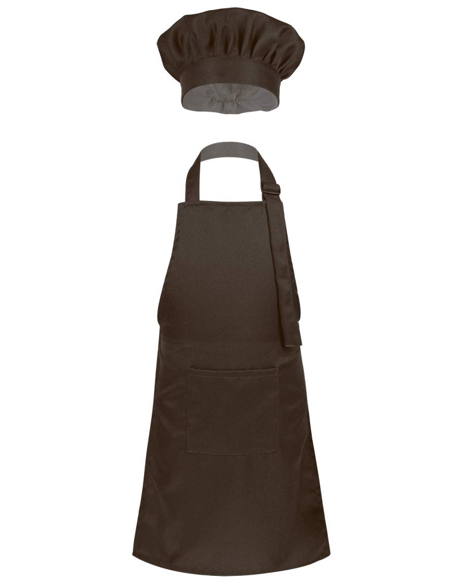 Kids Chef Costume Set - Adjustable Bib Apron with Hat for Cooking, Baking & Painting - Perfect for School Training Classes & Pretend Play Kitchen Activities