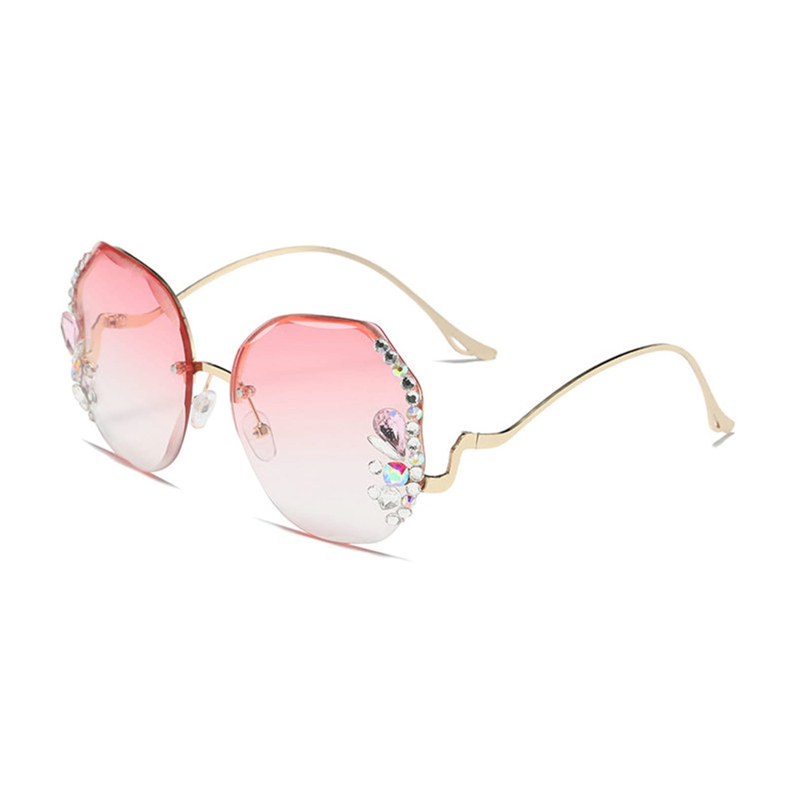 Fashion Women's Rimless Sunglasses with Rhinestones for Outdoor & Party