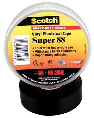 3M 10364 1-1/2 Inch x 44 Feet Vinyl Electrical Tape (88T) - High Voltage Insulation for Wiring, Repairs & DIY Projects