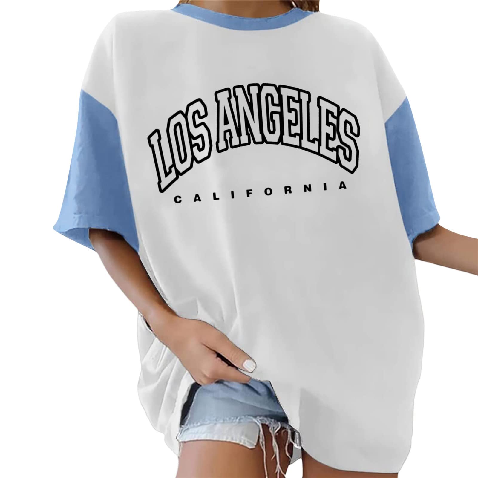 Funny Women's Summer T-Shirts - Oversized Sun & Moon Graphic Tees, Loose Baggy Tunic Short Sleeve Tops for Casual Wear & Beach Outings