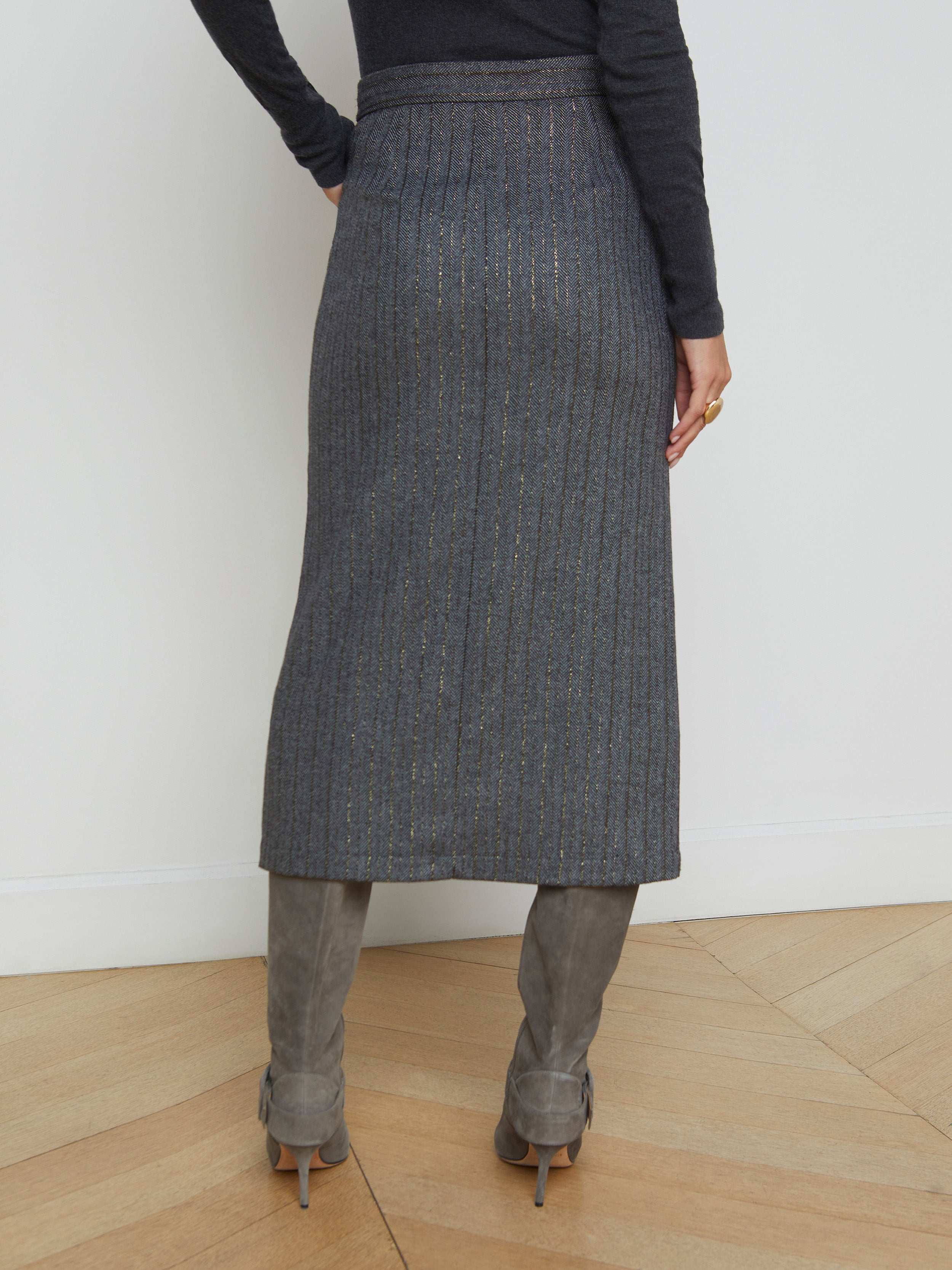 Madonna Pinstriped Midi Skirt for Women - Vintage Inspired High Waist Pencil Skirt | Perfect for Office, Party & Casual Wear