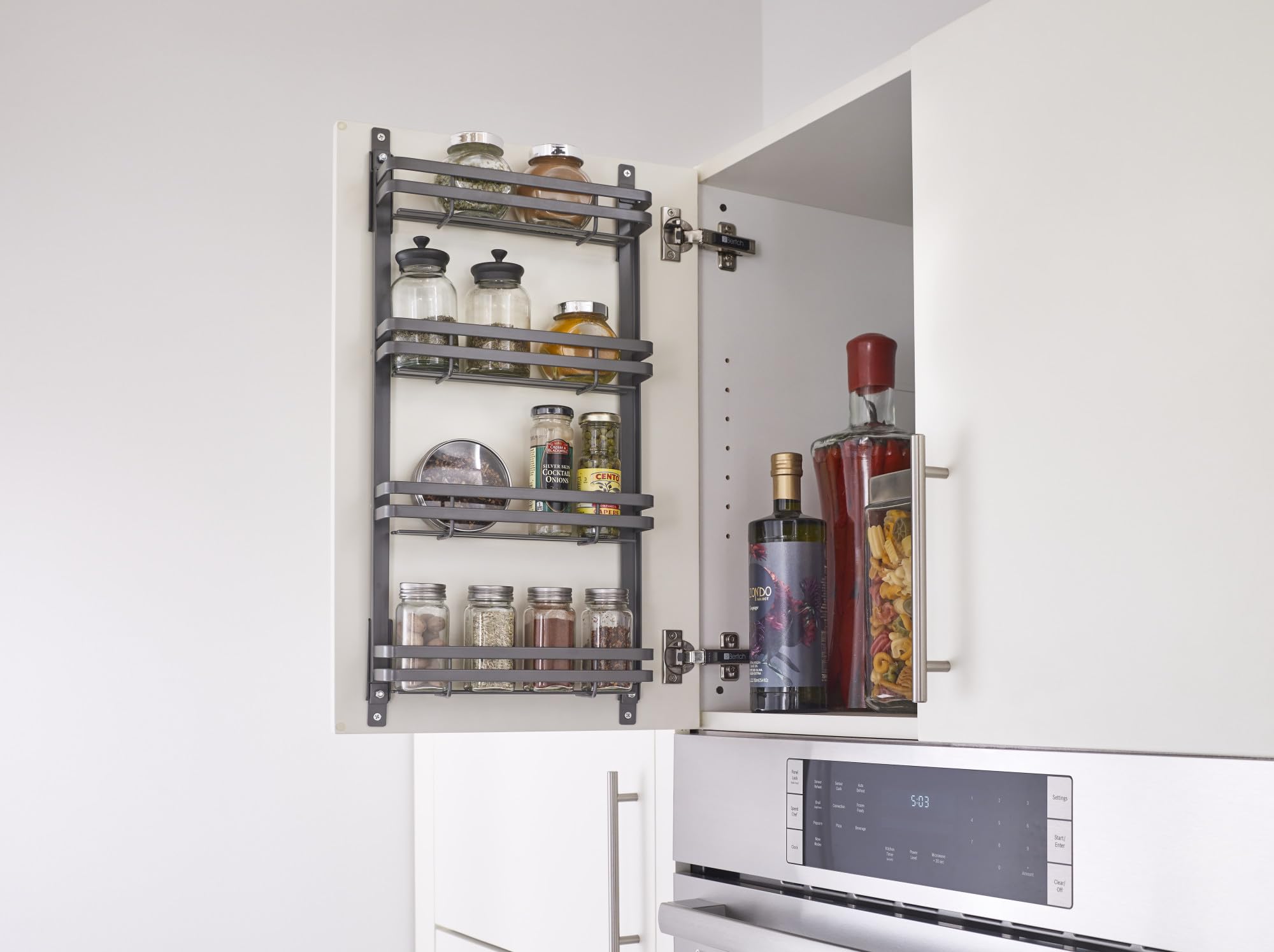 Rev-A-Shelf Steel Wall/Door Mount Spice Rack Organizer - Space Saving Kitchen Storage Solution for Spices, Jars & Small Bottles - Perfect for Pantry, Cabinet or Door Organization
