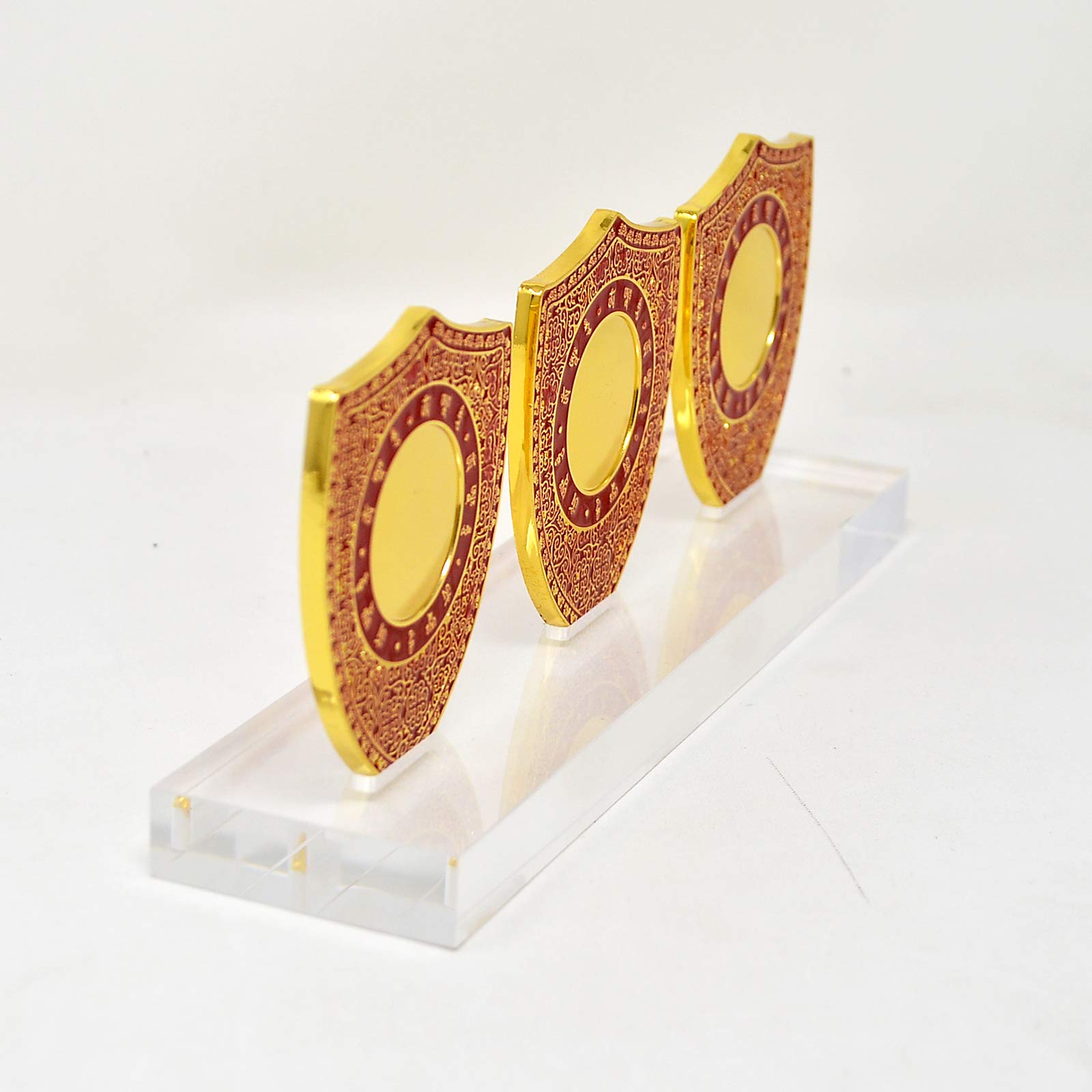 Feng Shui Red Shield Stand - Protection from 3 Killings (W4292) | Chinese Home Decor for Good Luck & Positive Energy | Perfect for Living Room, Office & Entryway