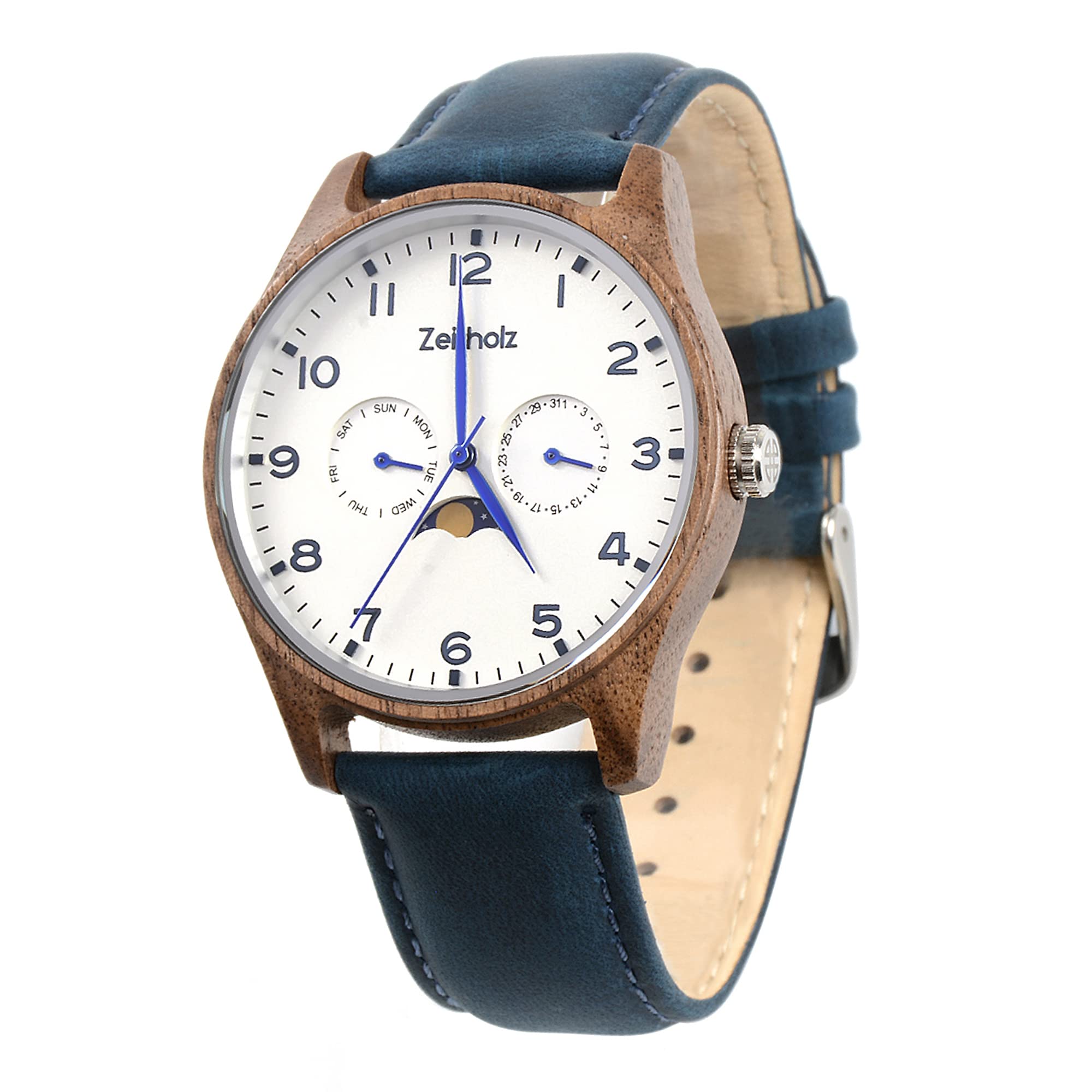 Zeitholz Men's Wooden Watches - 42mm Analog Wood Watch with Japanese Quartz Movement - Stylish & Eco-Friendly Gifts for Men - Perfect for Casual Wear, Outdoor Adventures & Special Occasions