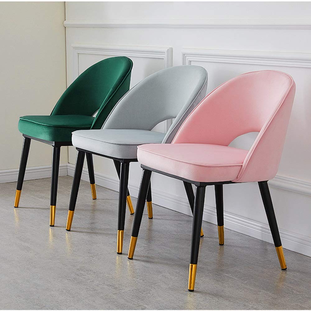 Luxury Velvet Dining Chair with Wrought Iron Frame - Ergonomic Backrest, Comfortable Lounge Chair for Restaurant, Bedroom, Balcony or Bar (Gray) - Perfect for Home Decor, Dining Room & Relaxation Spaces