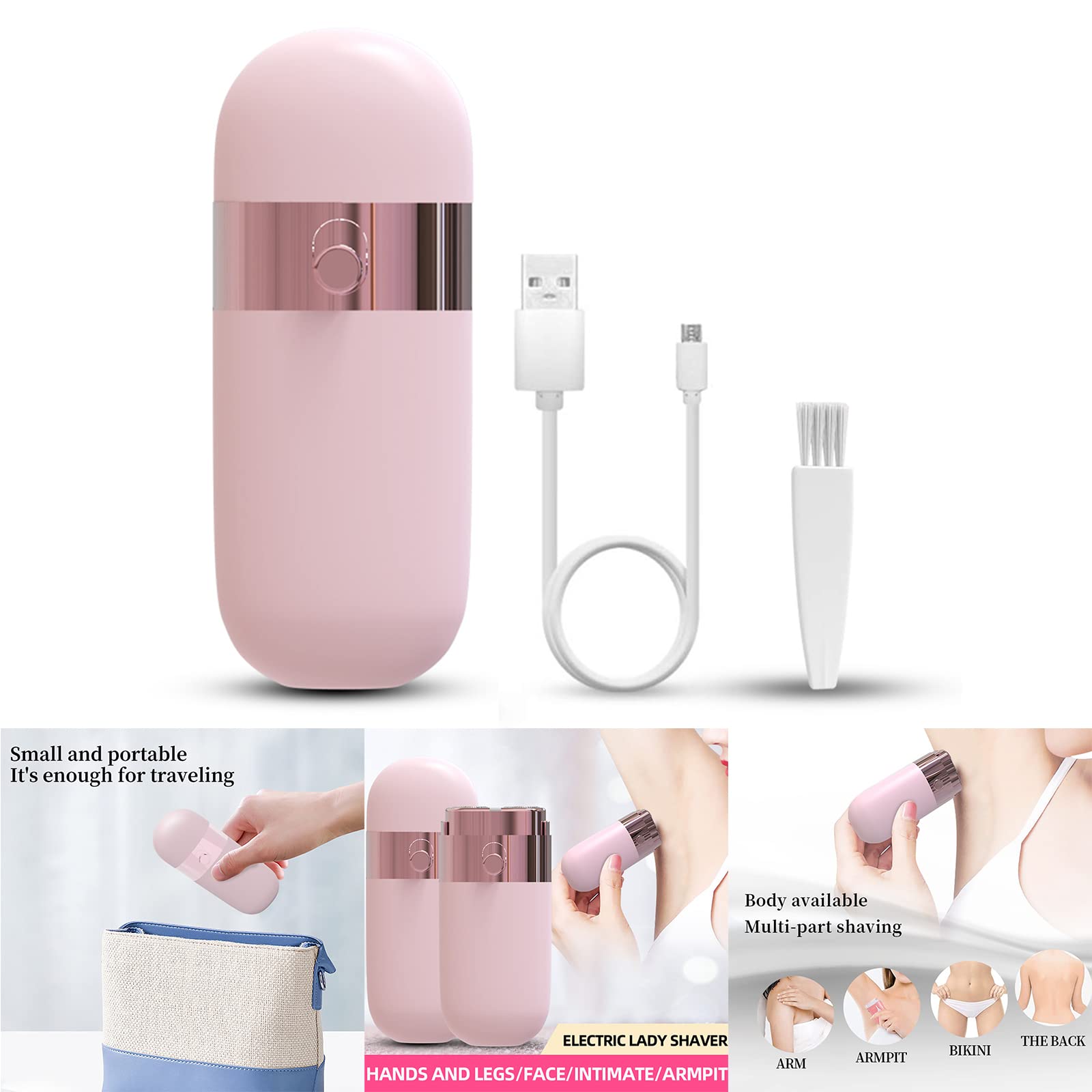 Painless Electric Epilator for Women & Men - Portable USB Rechargeable & Battery Powered Hair Remover for Face, Body, Bikini Line - Smooth Skin at Home or Travel | Perfect for Sensitive Skin & Quick Hair Removal