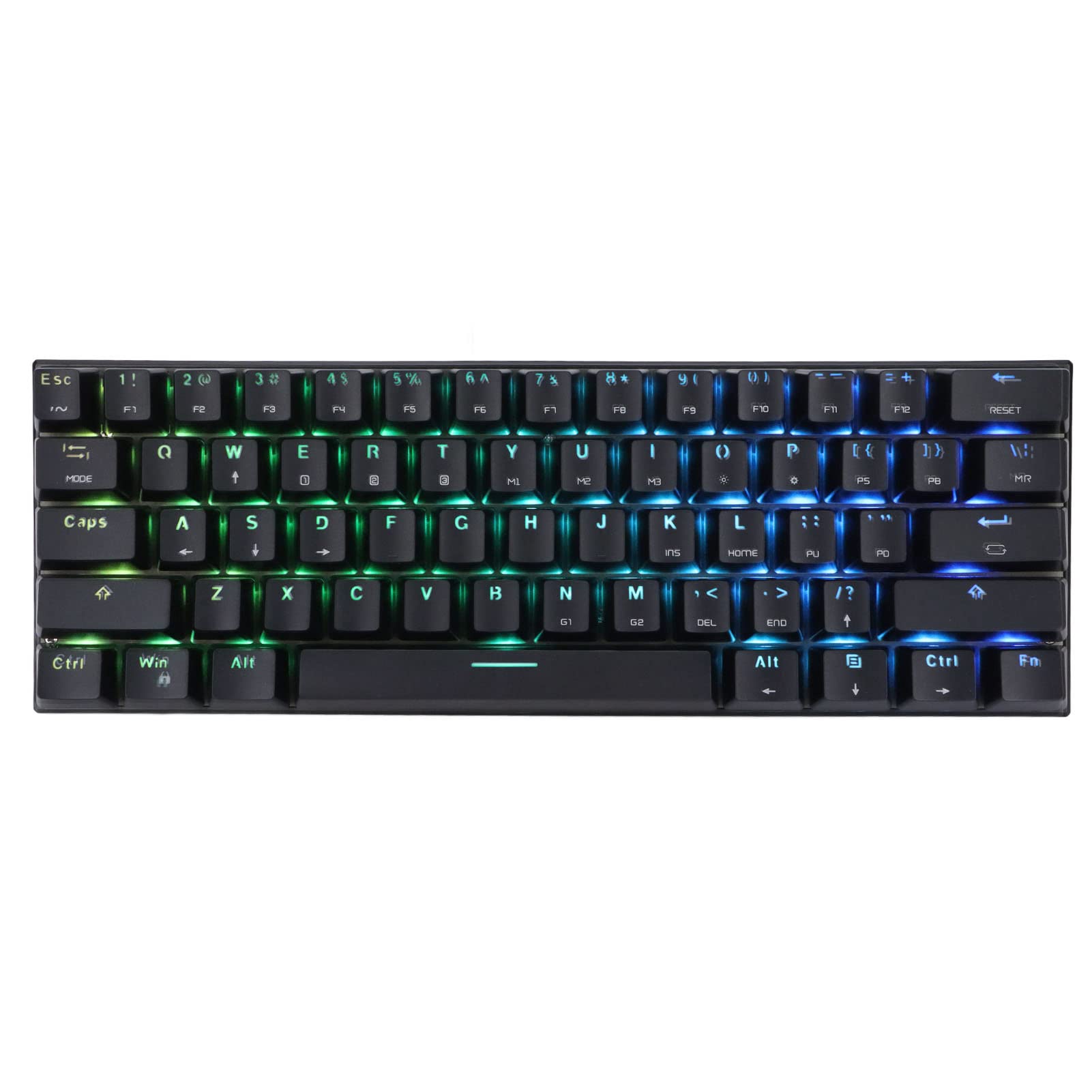 61-Key RGB Backlit Mechanical Gaming Keyboard - USB Wired & Wireless Bluetooth Dual Mode with Type-C (Blue Switch, Black) - Perfect for PC Gaming, Office Work & Typing Enthusiasts