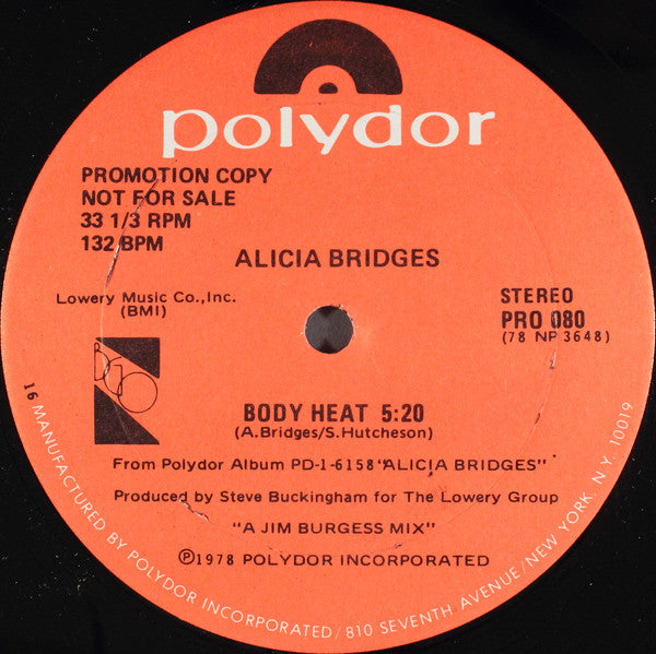 Alicia Bridges - Body Heat Vinyl Record (12-Inch, Promo, NM/M Condition) - Perfect for Collectors & Music Enthusiasts