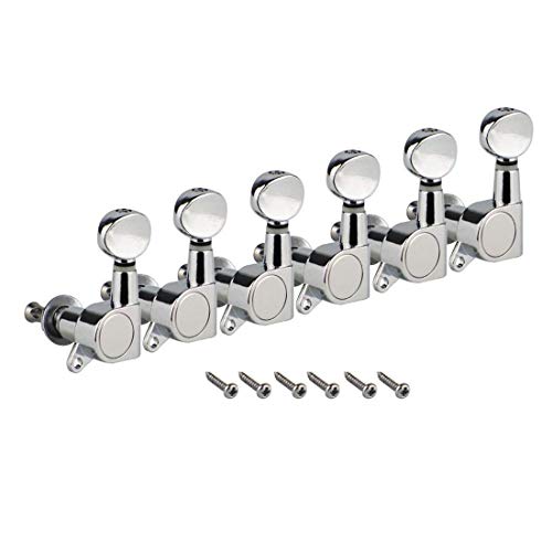 Premium 6L Silver Guitar Tuning Pegs & Strings for Stratocaster, Telecaster & Acoustic Guitars - Fleur Design (Silver) - Perfect for Guitar Maintenance, Upgrades & Professional Performances