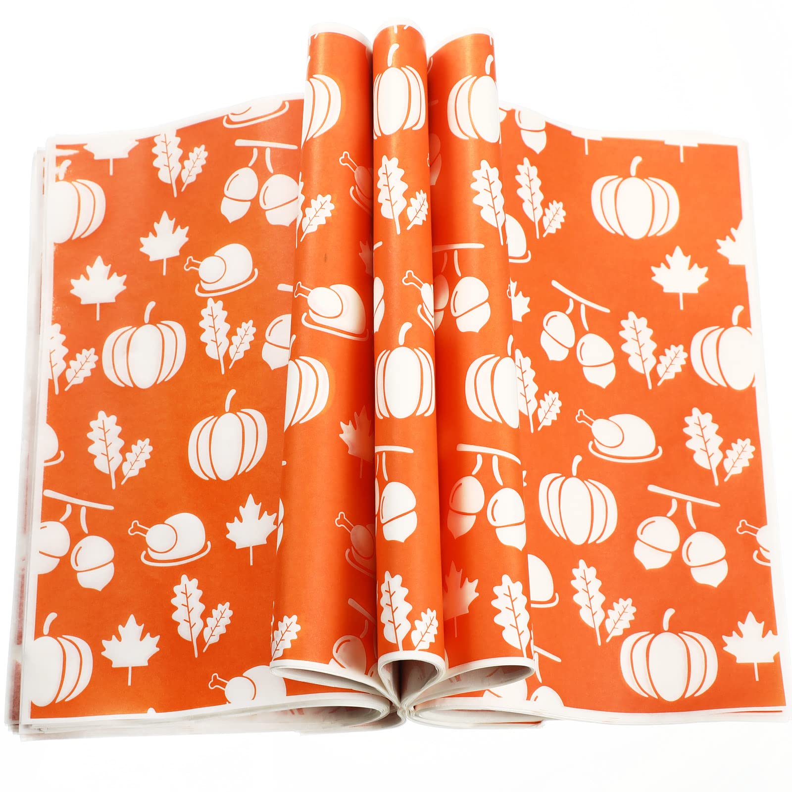 Premium Autumn Wax Paper Sheets - 150-Pack Greaseproof & Waterproof Kitchen Wrapping Tissue for Baking, Food Storage & Crafts (Yellow Pumpkin Design) - Ideal for Fall Parties, Thanksgiving Meal Prep & Gift Wrapping