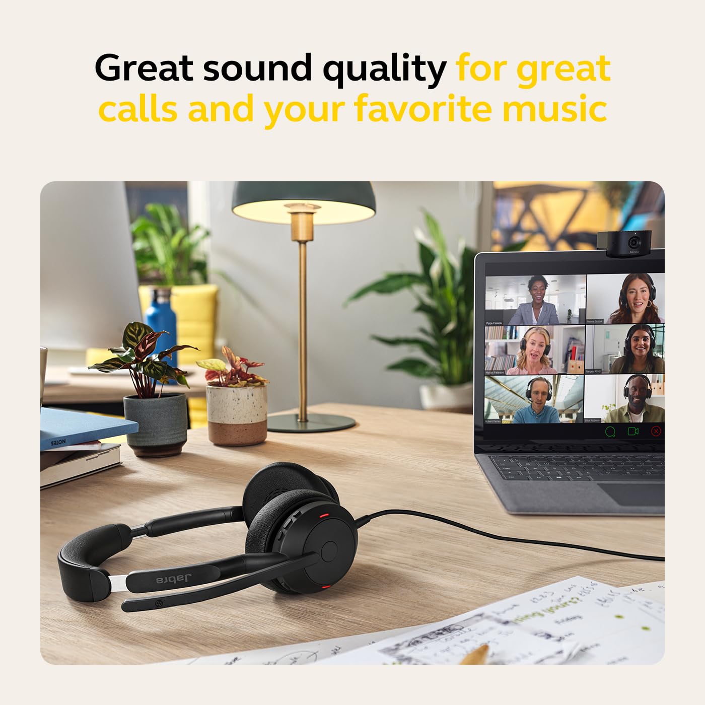 Jabra Evolve2 50 Wired Stereo Headset with AirComfort Technology - Noise Cancelling Microphone & Active Noise Cancellation - MS Teams Certified - Compatible with Zoom, Skype, Webex - Black - Perfect for Office Work, Remote Meetings & Call Centers