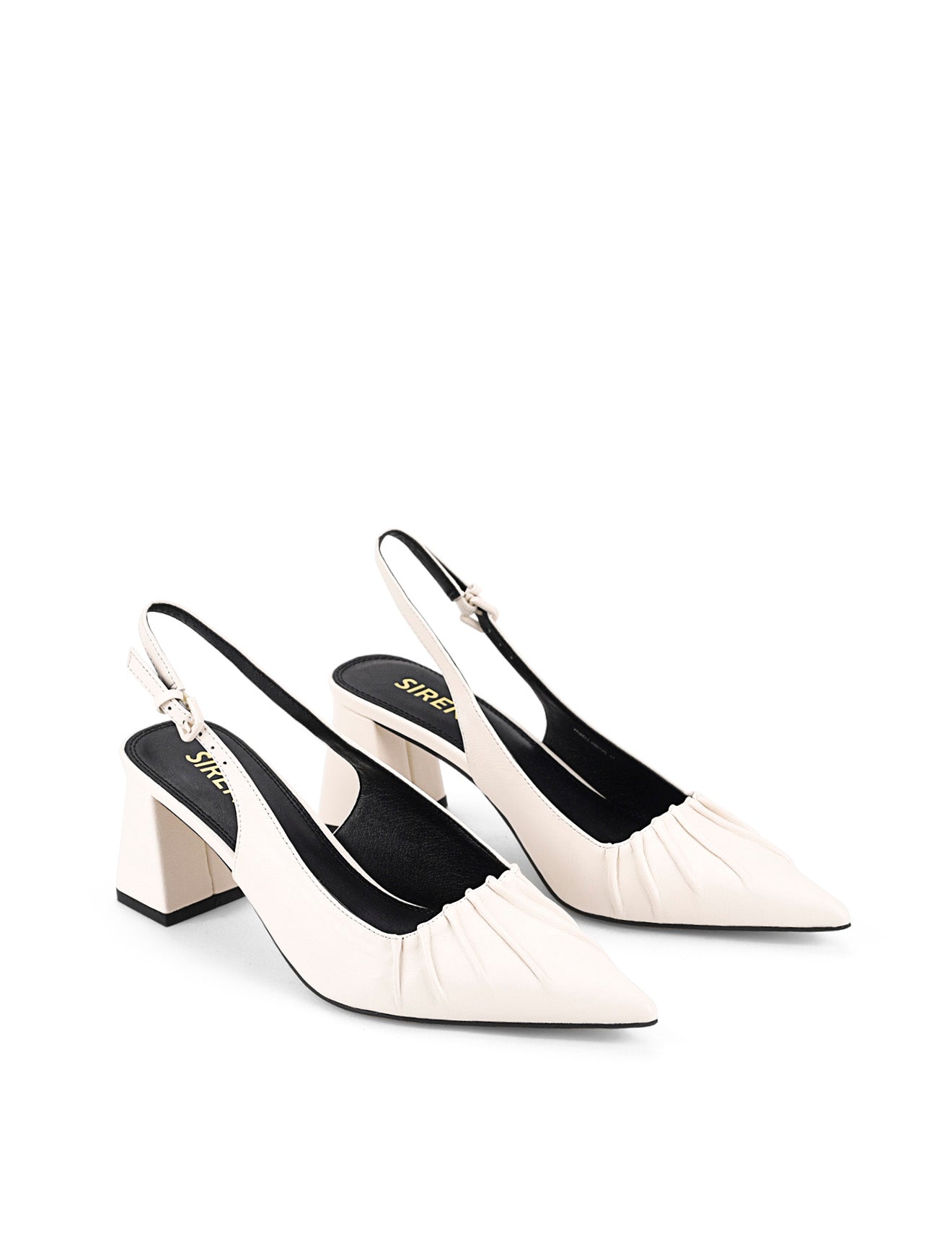 Yabell Women's Slingback Block Heels - Comfortable Chunky Heel Sandals in Premium Chalk White Leather | Perfect for Office, Wedding & Summer Outfits