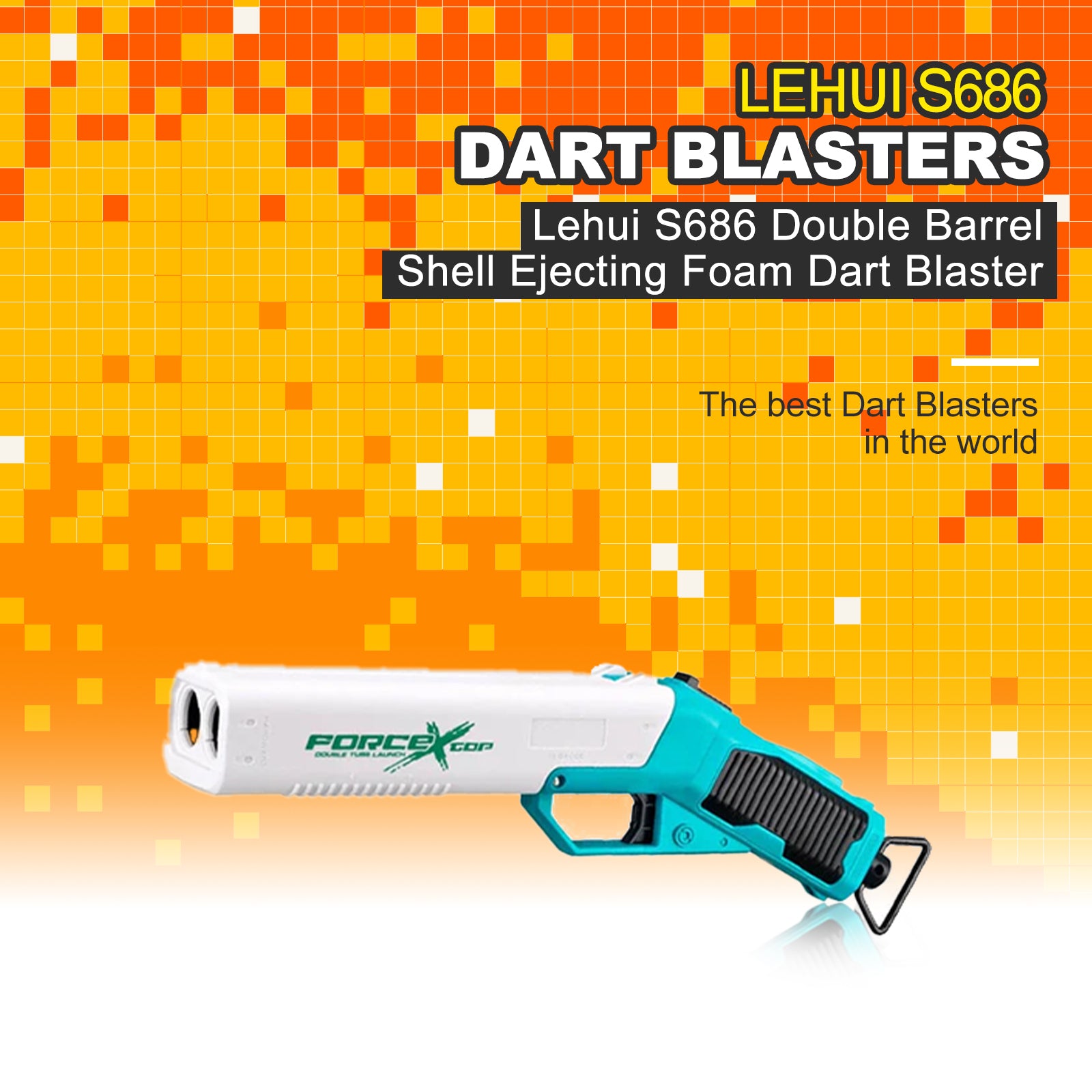 Lehui S686 Double Barrel Shotgun Foam Dart Blaster Toy with Shell Ejecting Action - Perfect for Outdoor Nerf Battles, Backyard Wars & Cosplay