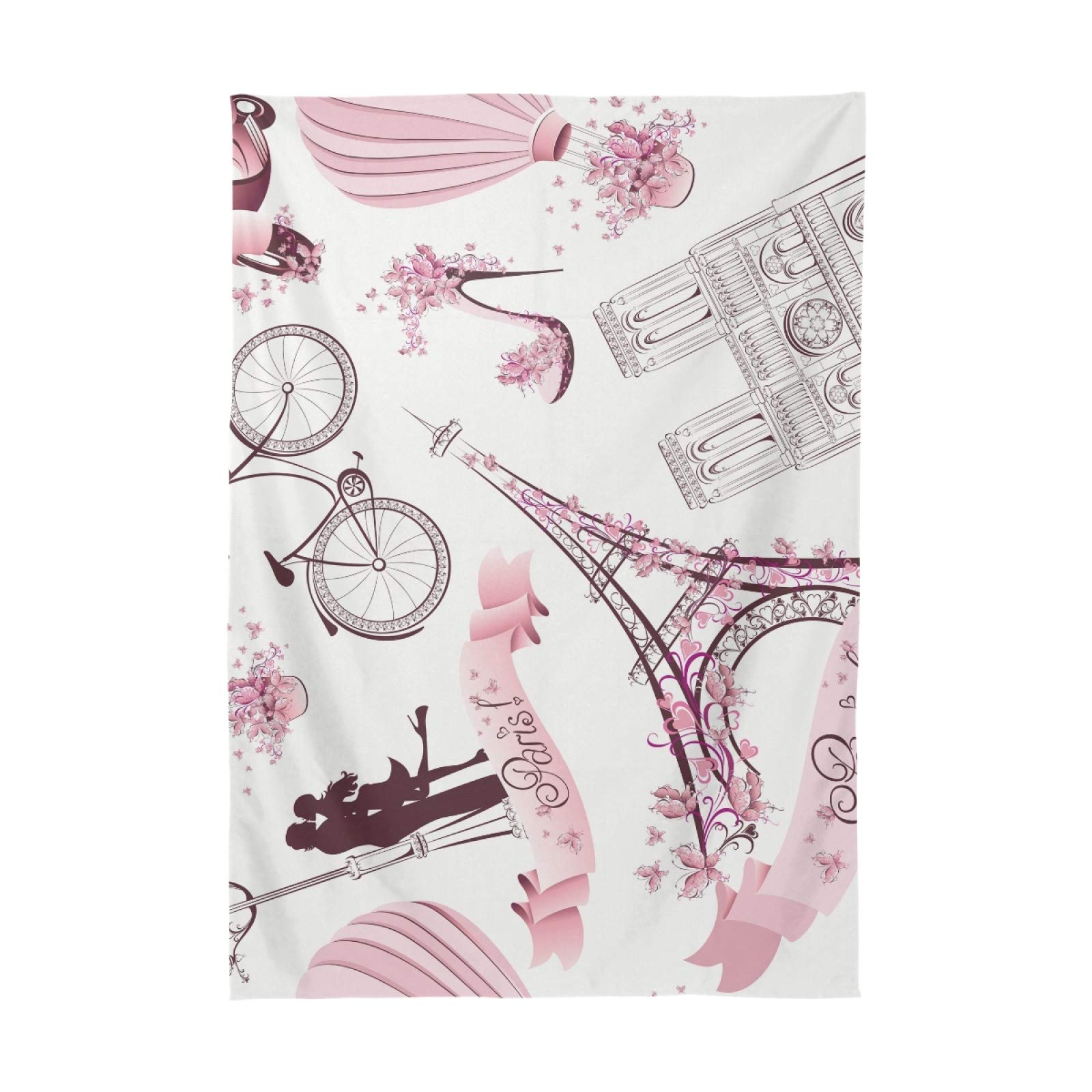 ALAZA Paris Themed Romantic Tablecloth 54x72 Inch - Elegant Rectangle Table Cover for Dining Room, Kitchen, Party & Wedding Decor | Perfect for French-Themed Dinners, Anniversary Celebrations & Home Decor
