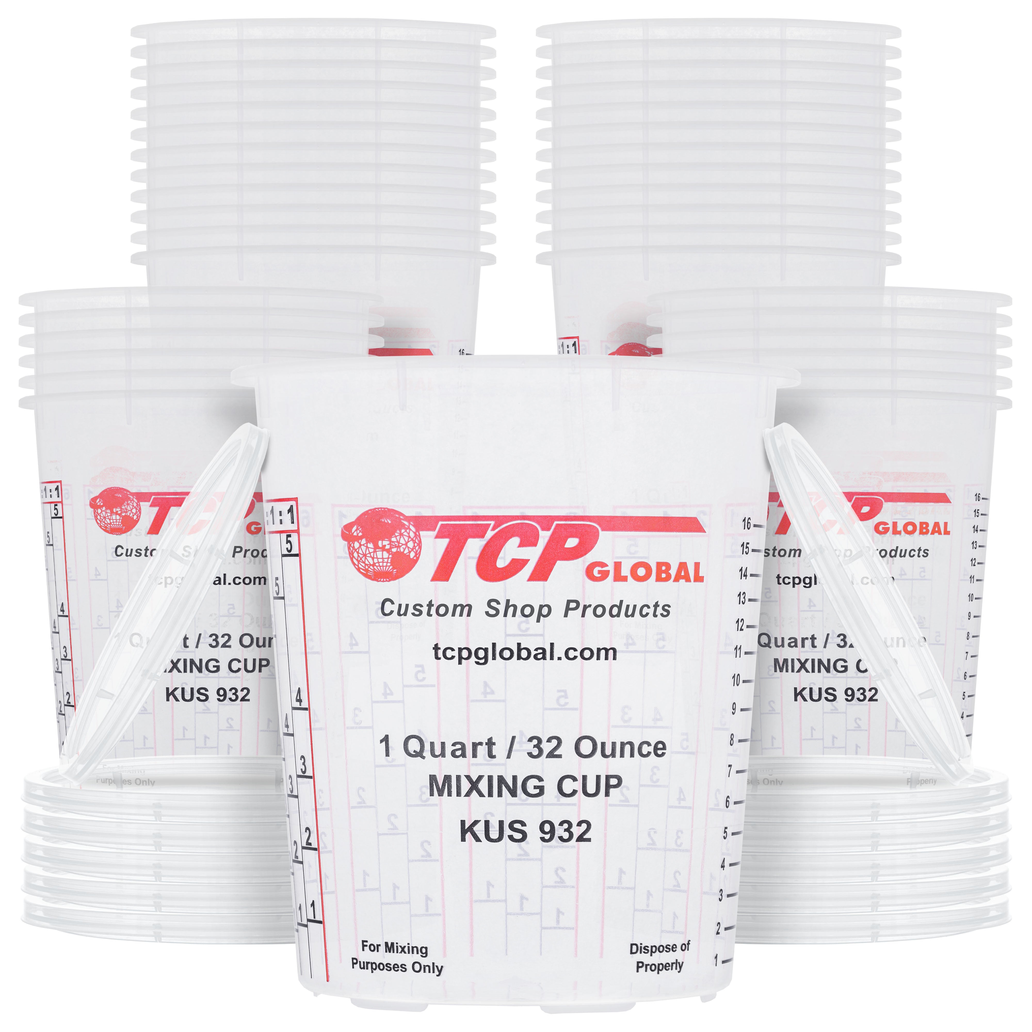 32oz Paint Mixing Cups (36 Pack) - Disposable & Reusable Plastic Measuring Cups for Liquids - Graduated Scale for Automotive Painting, Epoxy Resin, Acrylic Arts & Crafts - Perfect for DIY Projects, Home Renovation & Professional Use