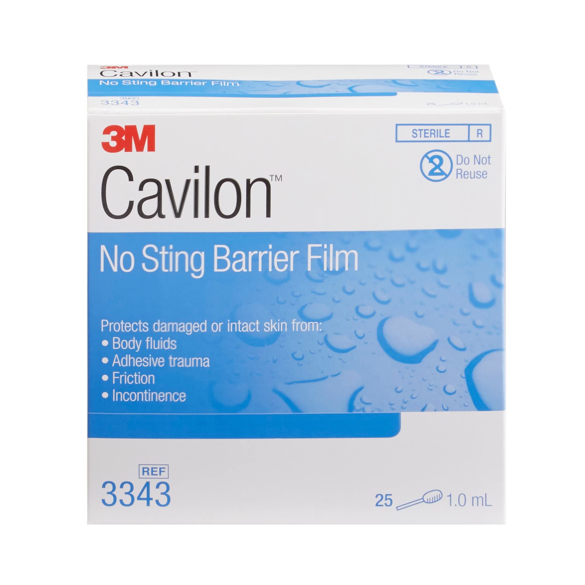 MMM Cavilon Alcohol-Free No-Sting Barrier Film Wands/Swabs 1.0 - 25 Count Per Box | Skin Protection for Ostomy, Wound Care & Incontinence | Medical Supplies for Home & Hospital Use