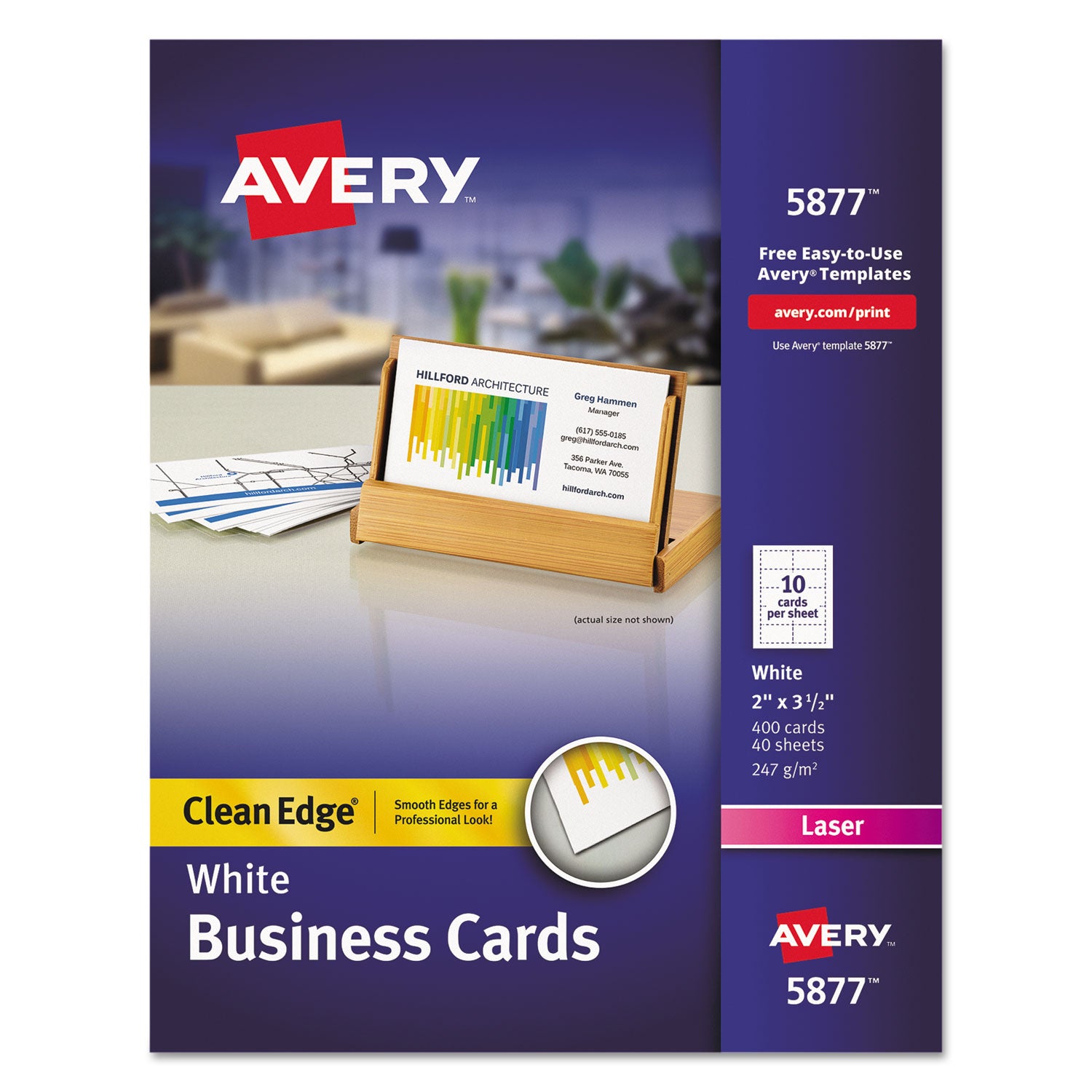 Avery® Clean Edge Business Cards - Premium White 2