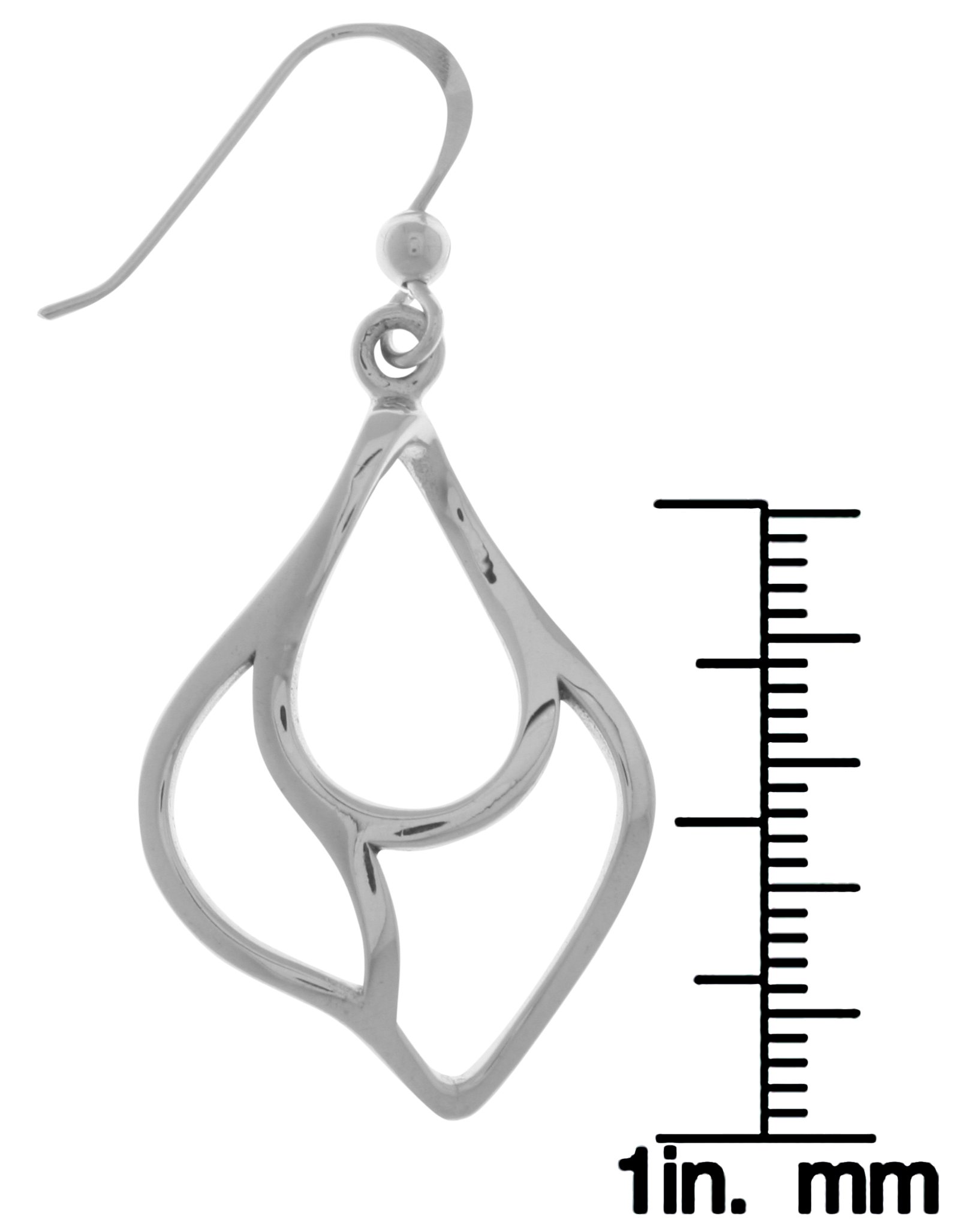 Contemporary Sterling Silver Curved Teardrop Dangle Earrings for Women - Elegant Everyday & Evening Wear Jewelry