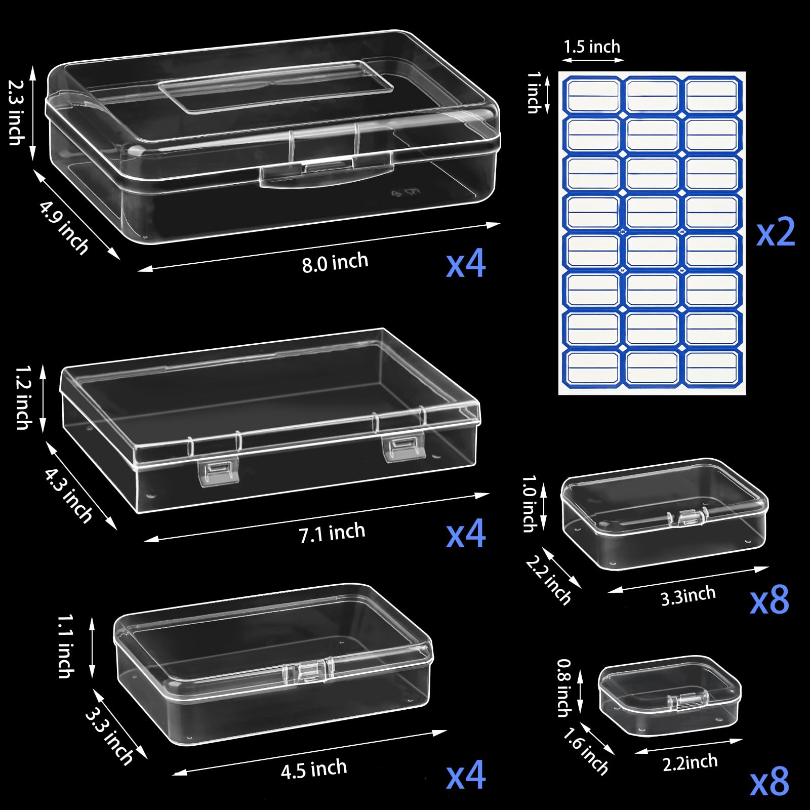 28-Pack Clear Plastic Storage Containers with Hinged Lids - Mixed Size Rectangular Mini Boxes for Beads, Jewelry & Craft Organization | Perfect for DIY Projects, Small Item Storage & Art Supplies