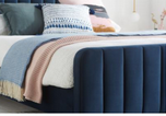 Midnight Blue Clyde Bed Frame - Queen Size, Sturdy Metal Platform with Wooden Slats - Perfect for Modern Bedrooms & Guest Rooms