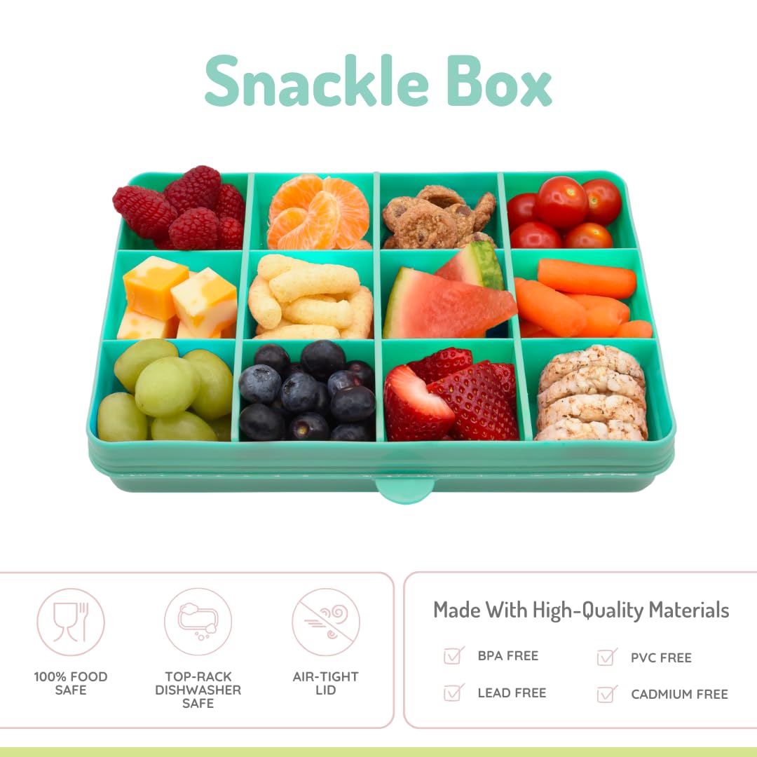 Melii Snackle Box - 12-Compartment BPA-Free Divided Snack Container for Kids, Removable Dividers, Perfect for Food Storage, Arts & Crafts, Beads & Small Items - Ideal for School Lunches, Travel & Organization (Blue)