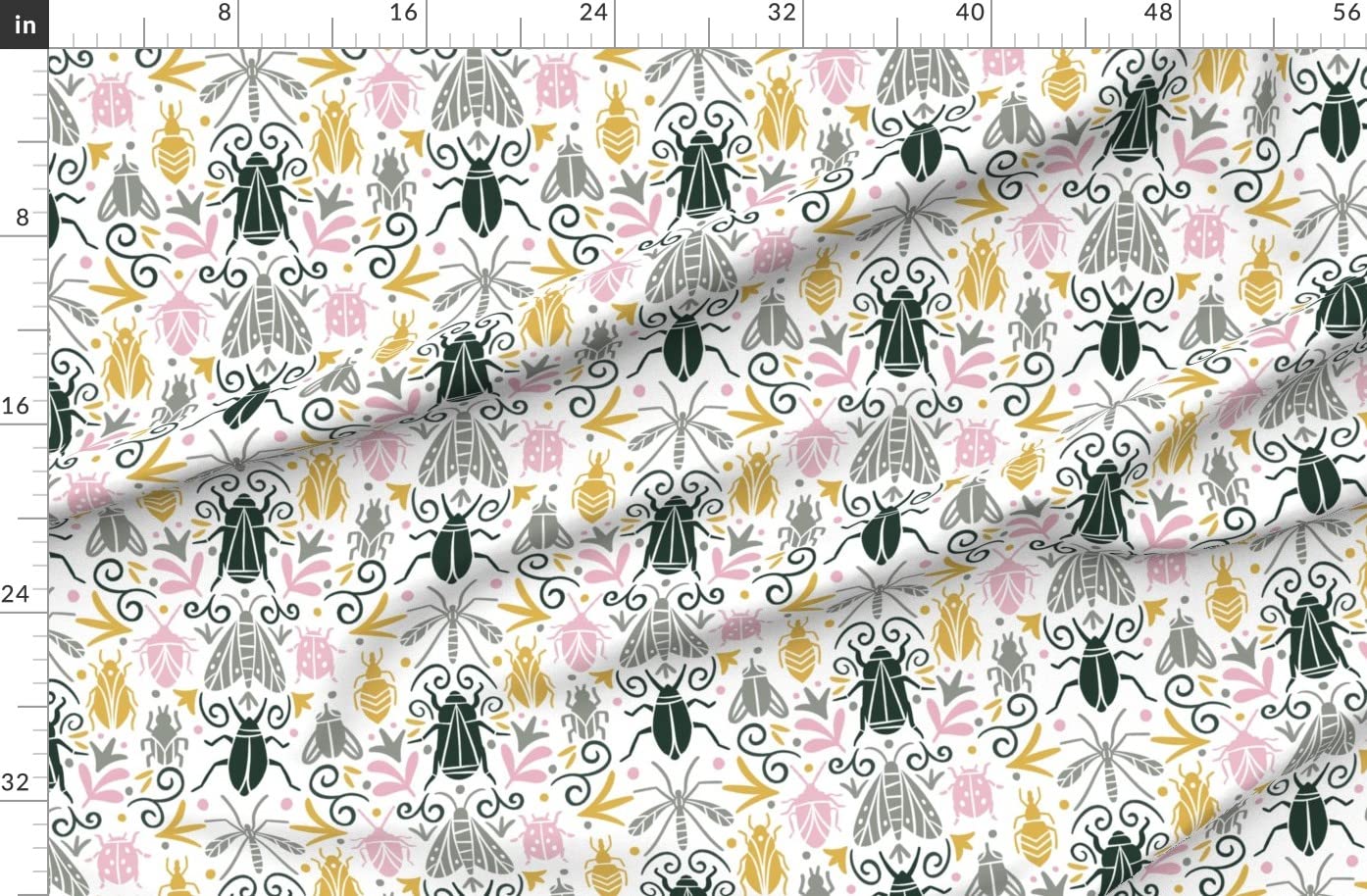 Retro Bugs Vintage Insects Printed Fleece Fabric by The Yard - Soft Cozy Material for Sewing Blankets, Loungewear & No-Sew DIY Projects - Perfect for Home Decor, Baby Clothes & Crafting