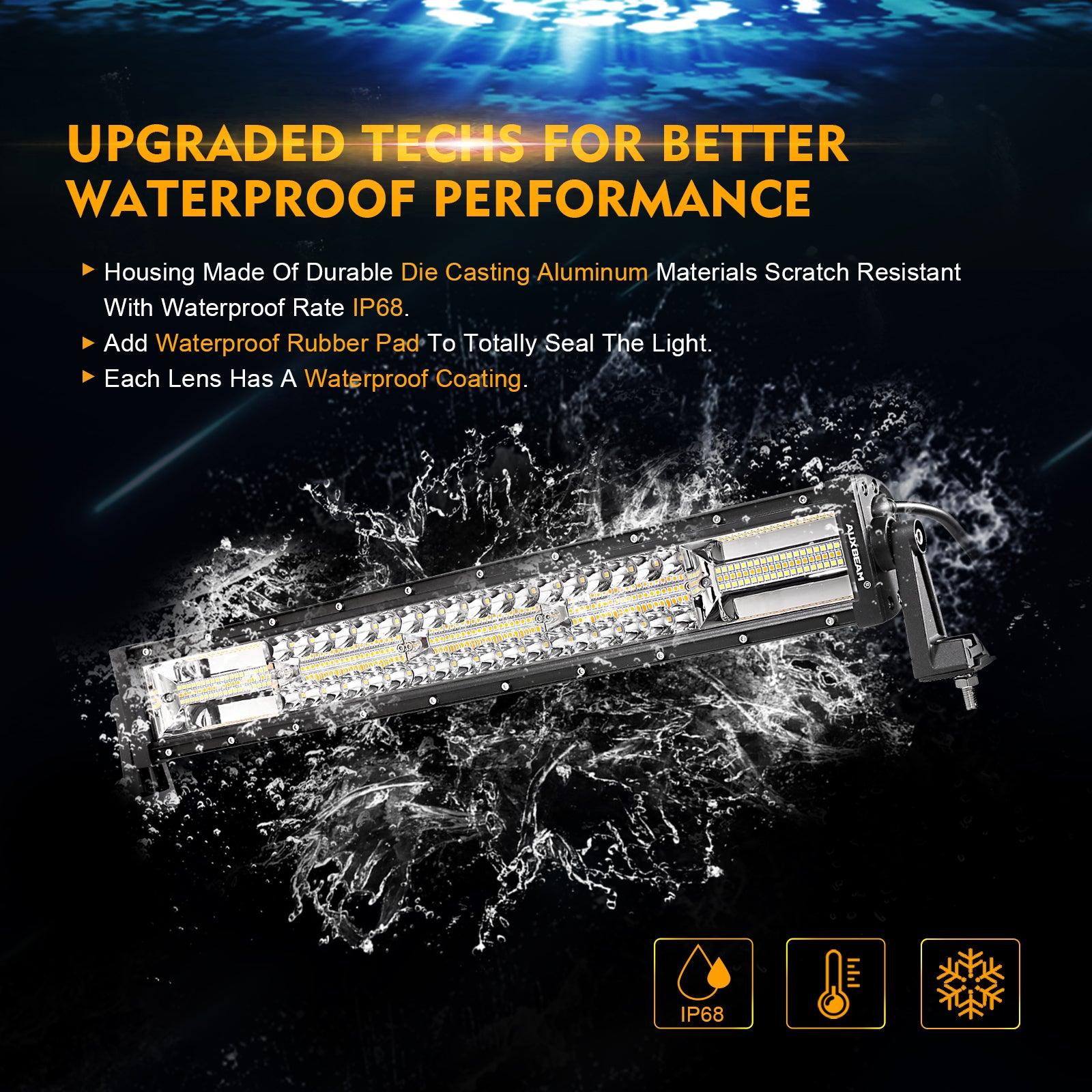 6 Modes Amber & White LED Light Bars for Trucks, Off-Road Vehicles, Emergency & Decorative Lighting - Waterproof, Durable & Bright