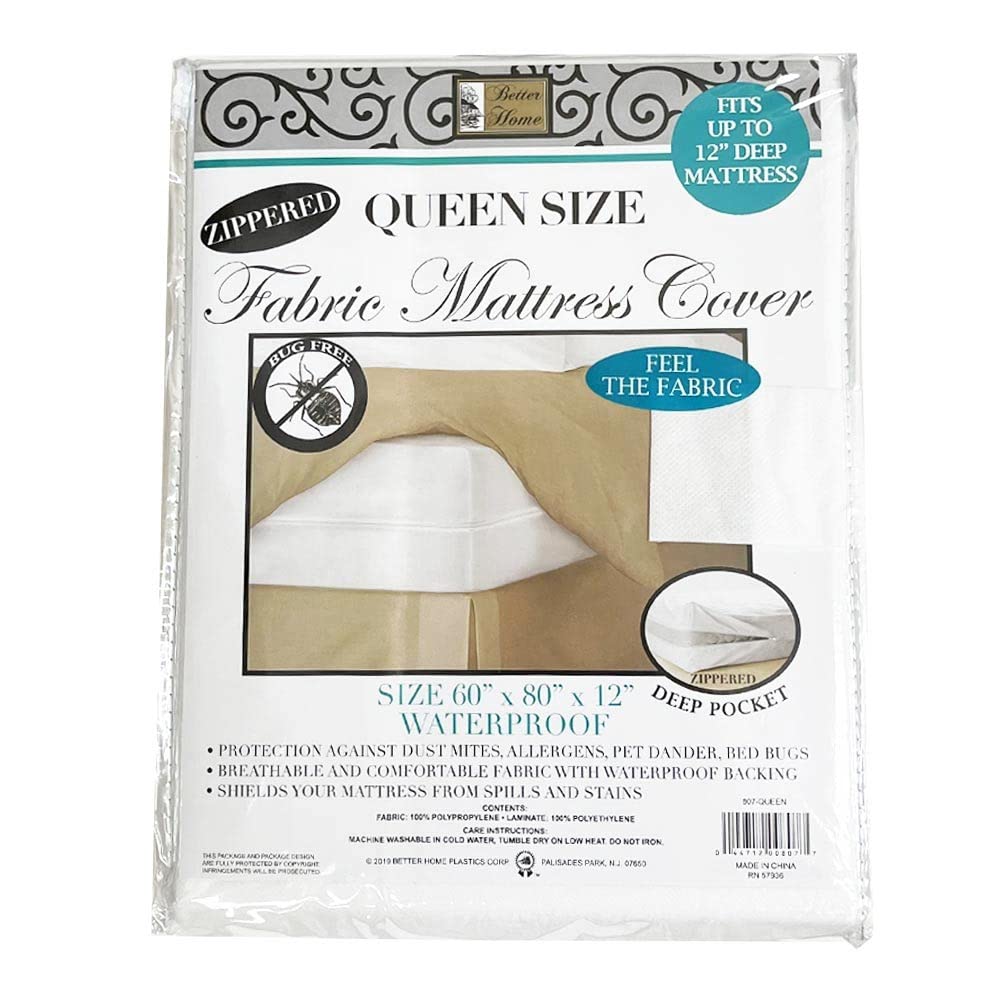 Premium Queen Size Waterproof Mattress Protector - Breathable Zipper Cover, Hypoallergenic & Dust Mite Proof - Ideal for Allergy Sufferers, Kids' Beds & Guest Rooms (White)