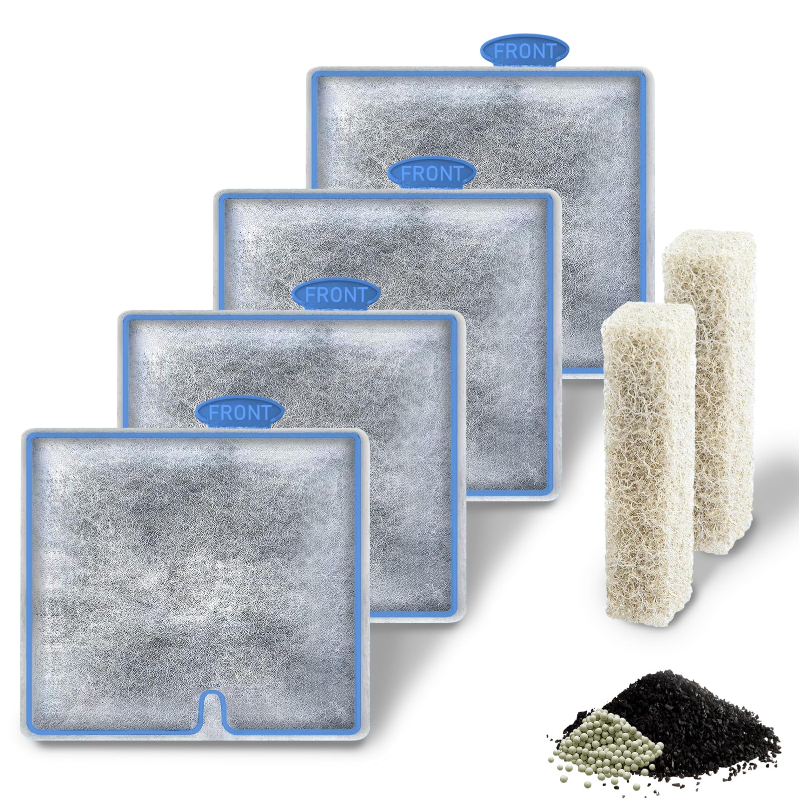 4 Pack Filter Cartridges & 2 Pack Ammonia Reducer Filter Pads - Medium Replacement for Aqueon QuietFlow LED PRO Power Filter Size 10/20 - Improve Water Quality for Freshwater & Saltwater Aquariums