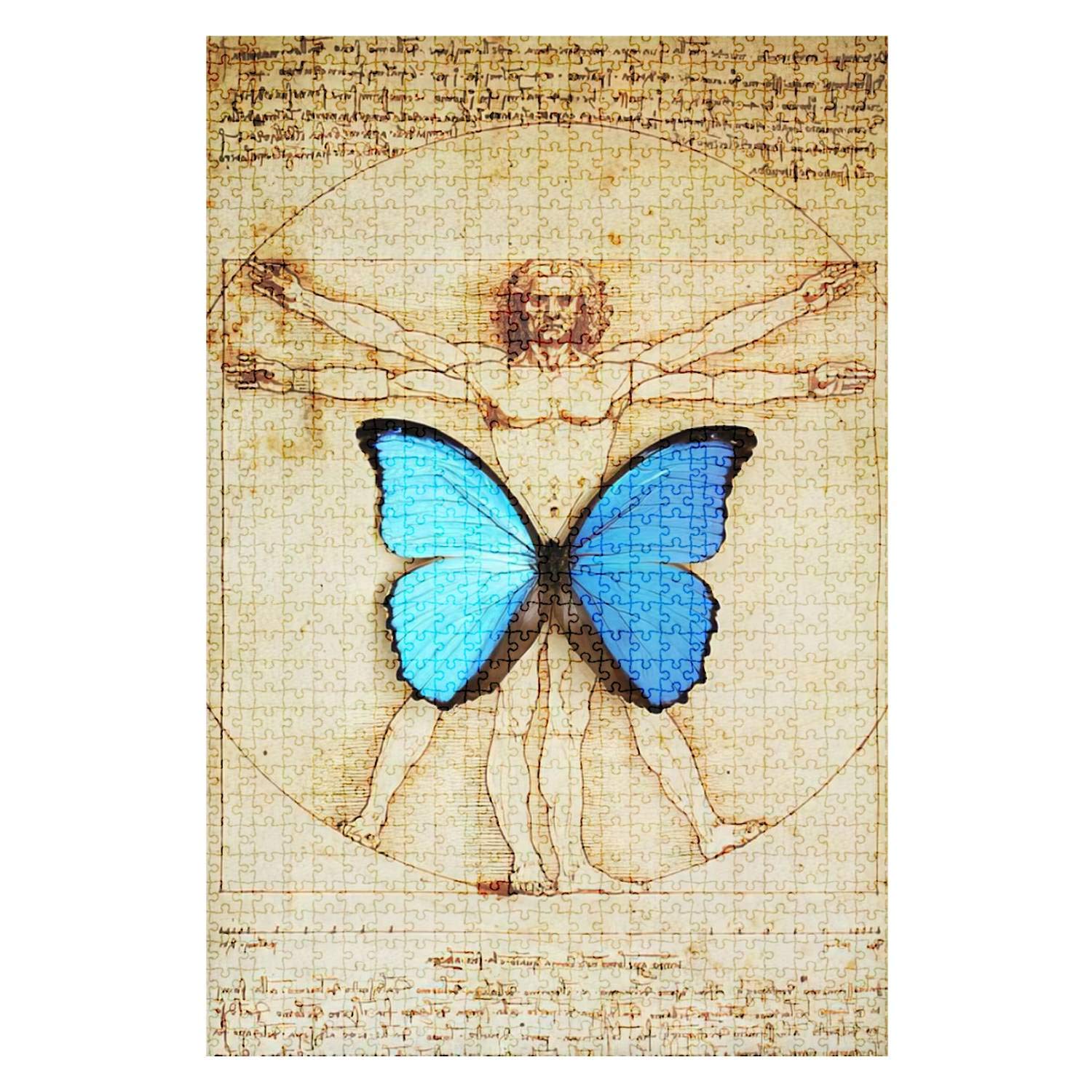 1000-Piece Wooden Jigsaw Puzzle - Vitruvian Man Butterfly Art - Challenging Adult & Kids Puzzle - DIY Educational Toy - Home Decor Gift for Puzzle Lovers | Perfect for Family Game Nights, Brain Training & Wall Art Display