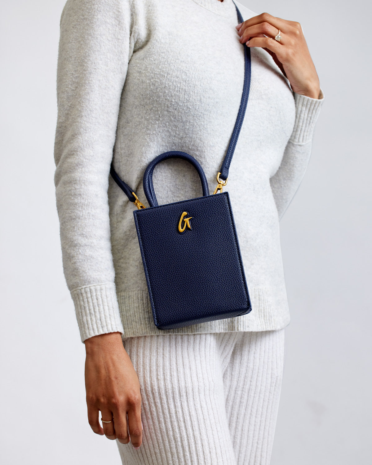 Mini Pebble Tote Bag in Navy Blue - Stylish & Compact Handbag for Women, Perfect for Work, Travel, and Everyday Use
