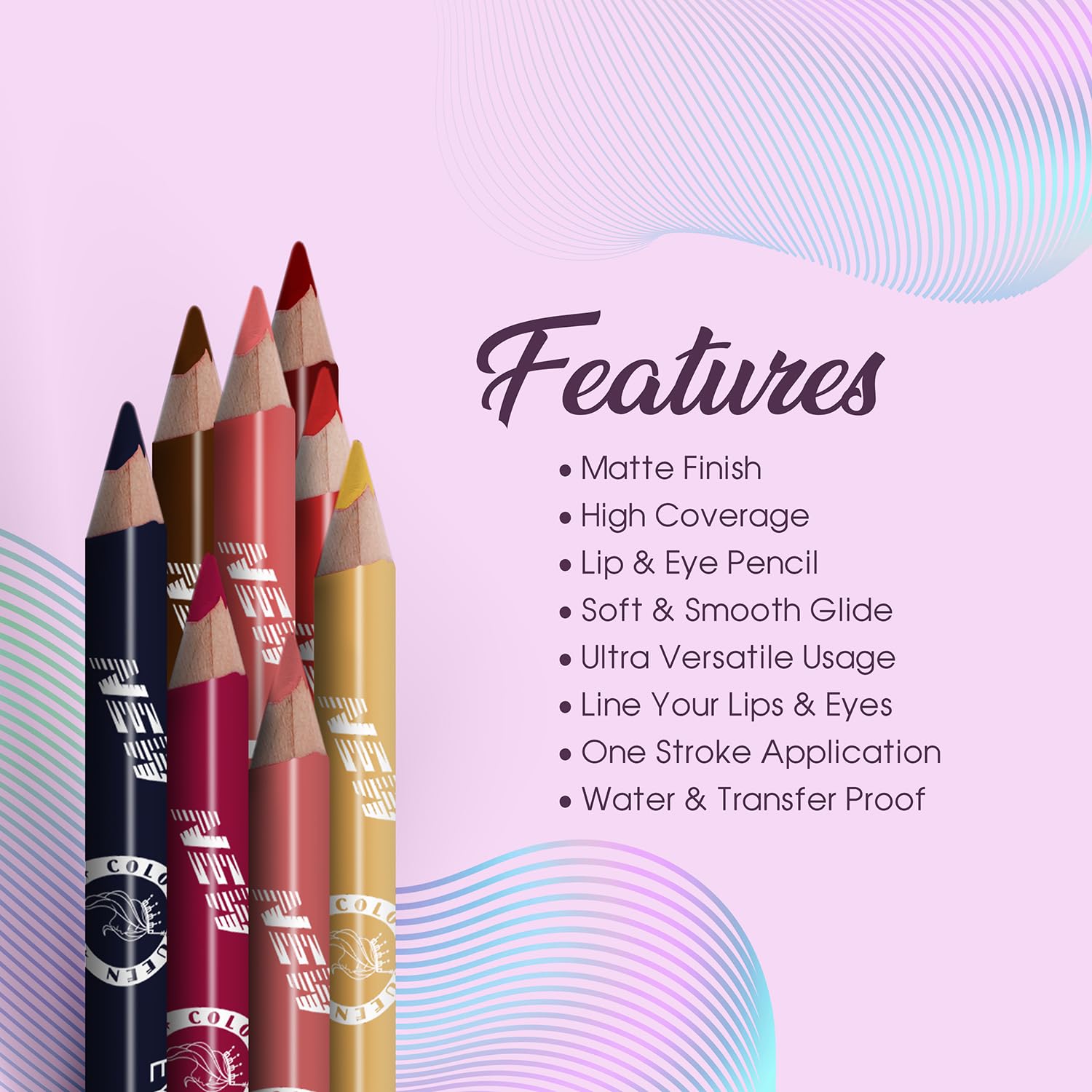 COLORS QUEEN Matte Lip & Eye Pencil in Baby Brown - Long Lasting Waterproof Eyeliner & Lip Liner for Everyday Makeup & Special Occasions