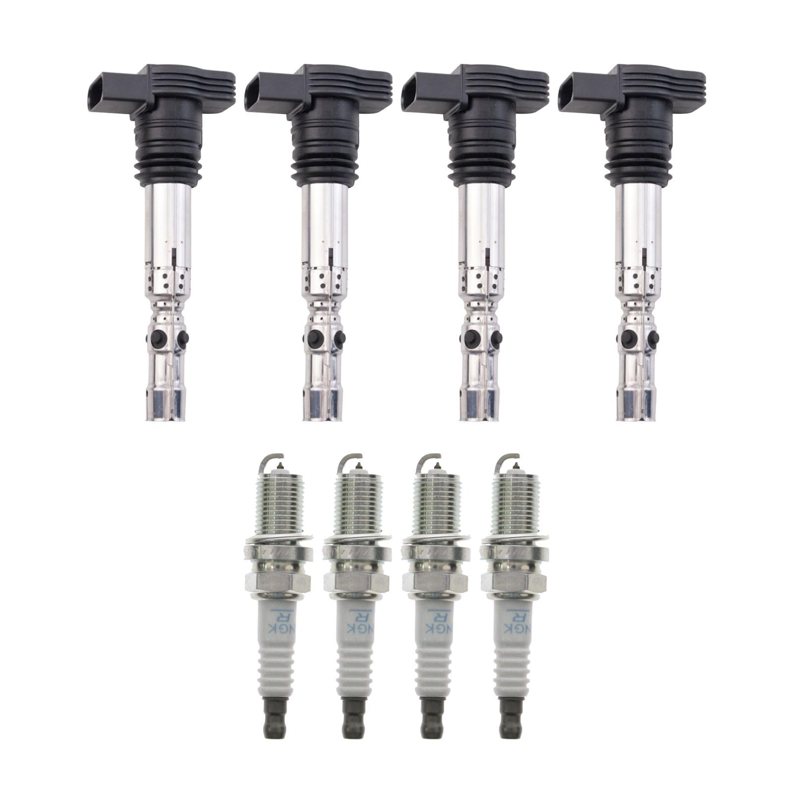 8-Piece Ignition Coil & NGK Platinum Spark Plug Kit Set for Audi Volkswagen 1.8L - Compatible with A4, Jetta, Passat | Improves Engine Performance & Fuel Efficiency