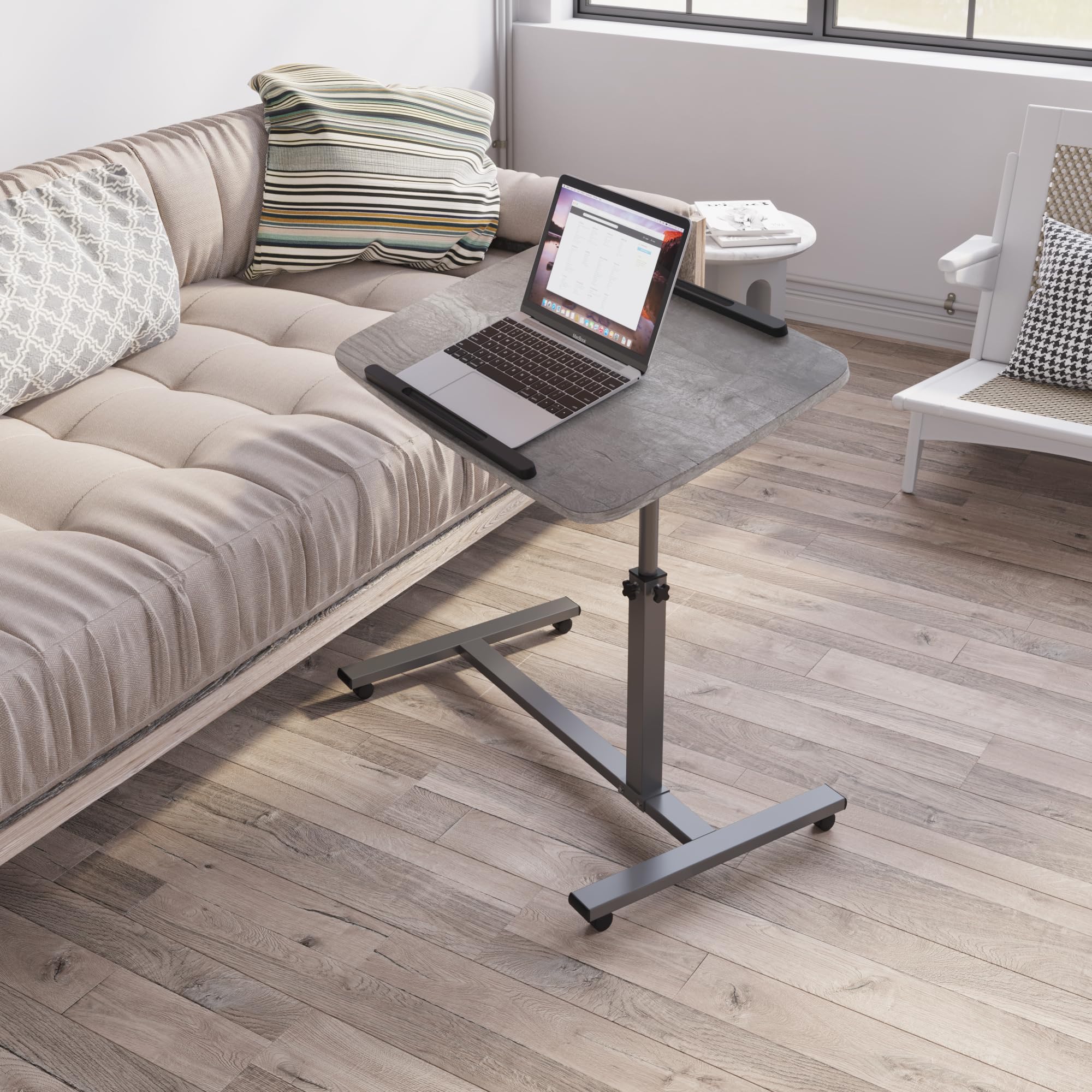 Adjustable Height Laptop Stand - Portable Rolling Swivel Desk for Notebook, Couch & Bed - Perfect for Home Office, Hospital, Dorm & Travel Use